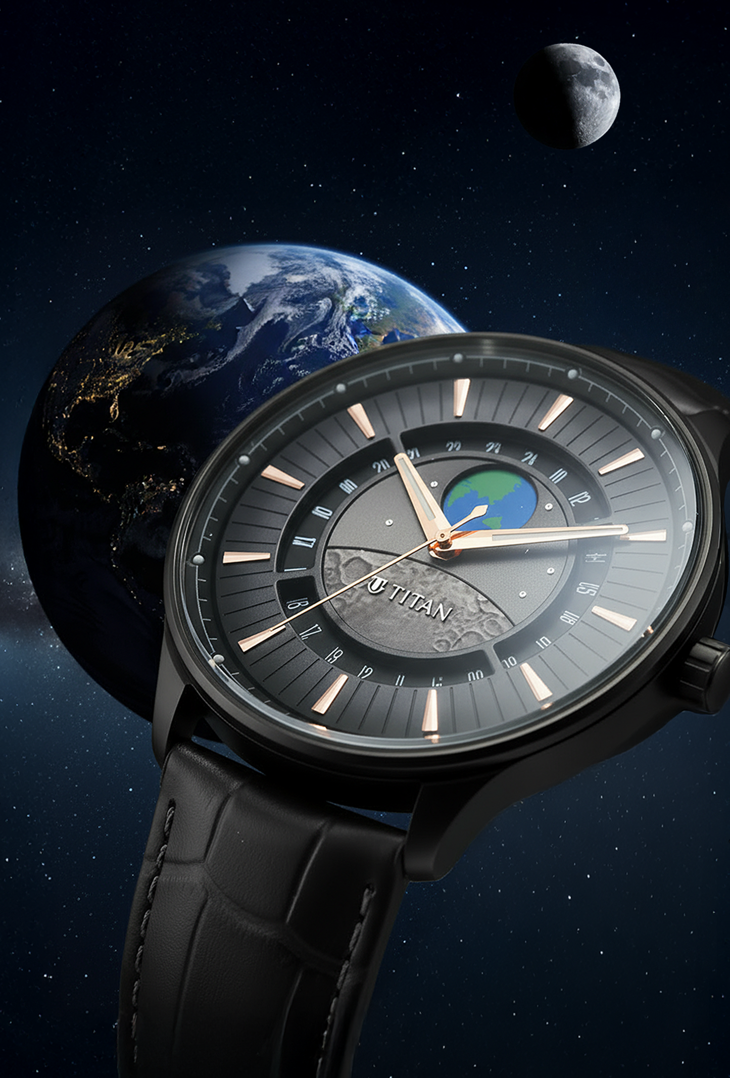 Titan Stellar Earth Disc Grey Dial Watch