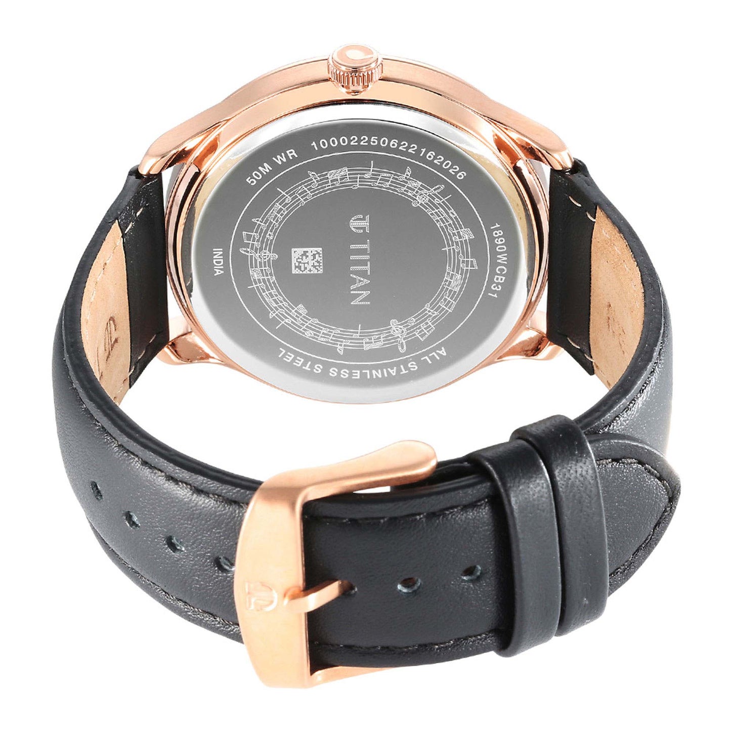 Titan Quartet Brown Dial Analog Leather Strap watch for Men