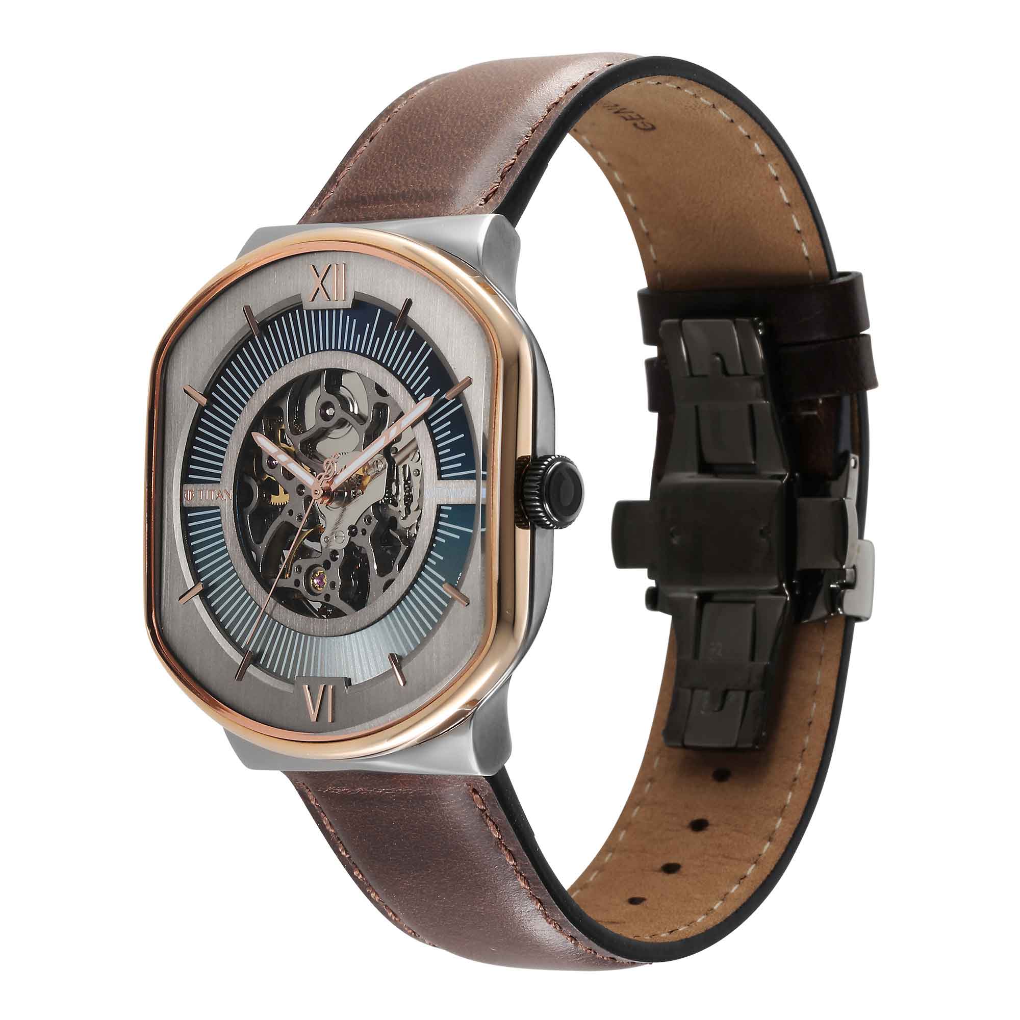Titan Techno Beats Anthracite Dial Automatic Leather Strap watch for Men