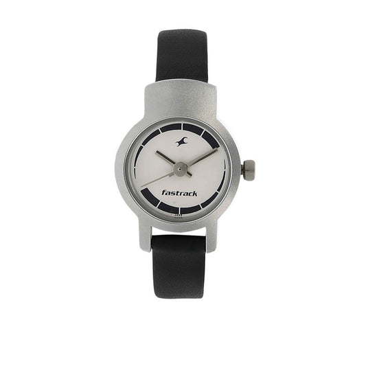 Fastrack Quartz Analog Silver Dial Leather Strap Watch for Girls