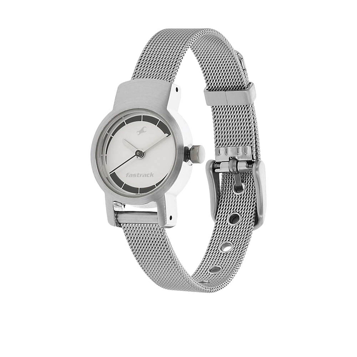 Fastrack Quartz Analog Silver Dial Metal Strap Watch for Girls