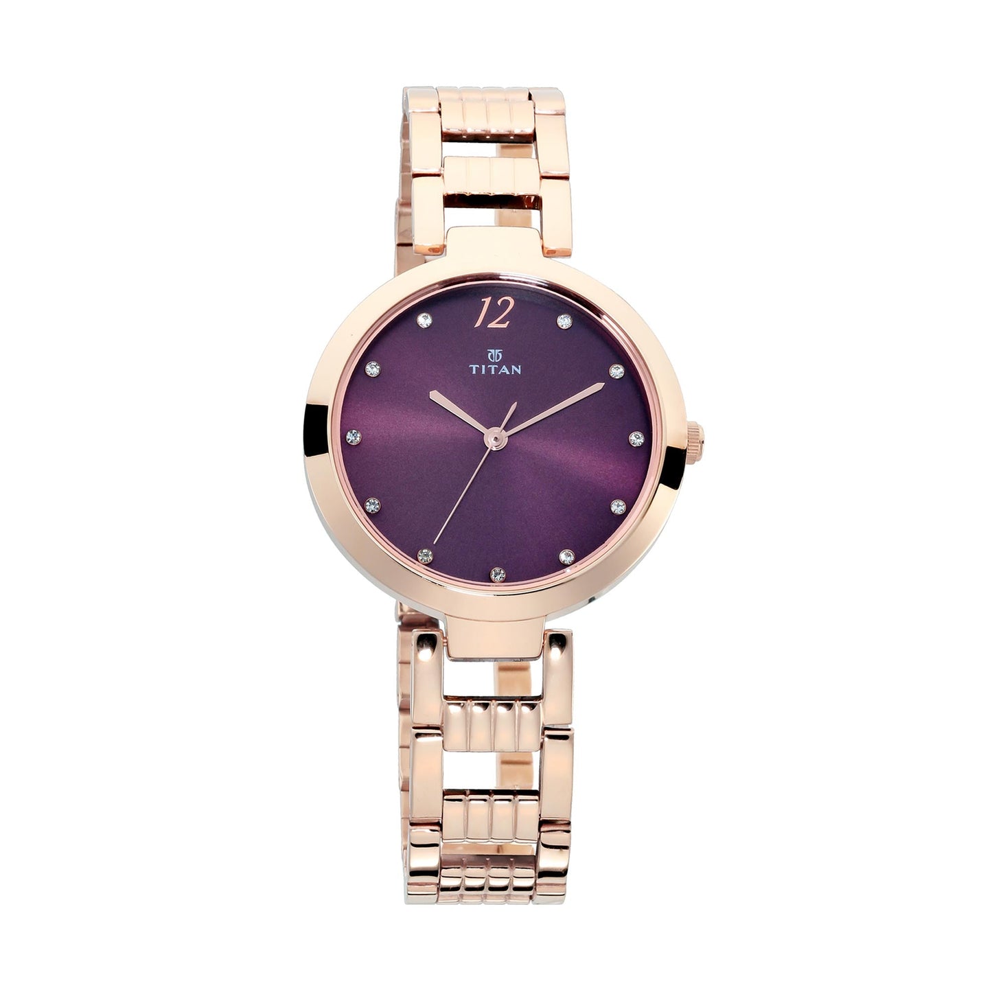 Titan Sparkle Purple Dial Analog Stainless Steel Strap Watch for Women