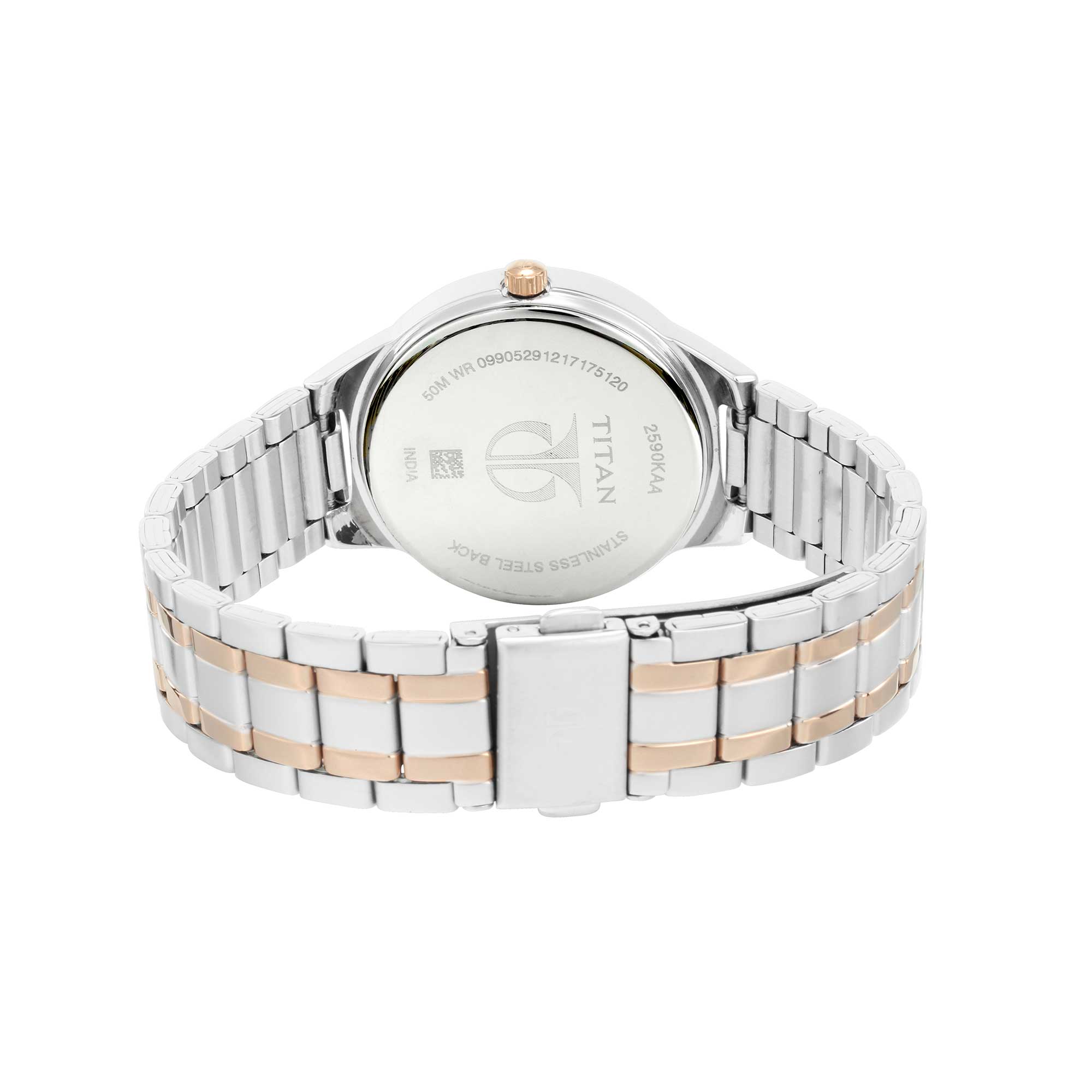 Titan Workwear White Moonphase Stainless Steel Strap watch for Women