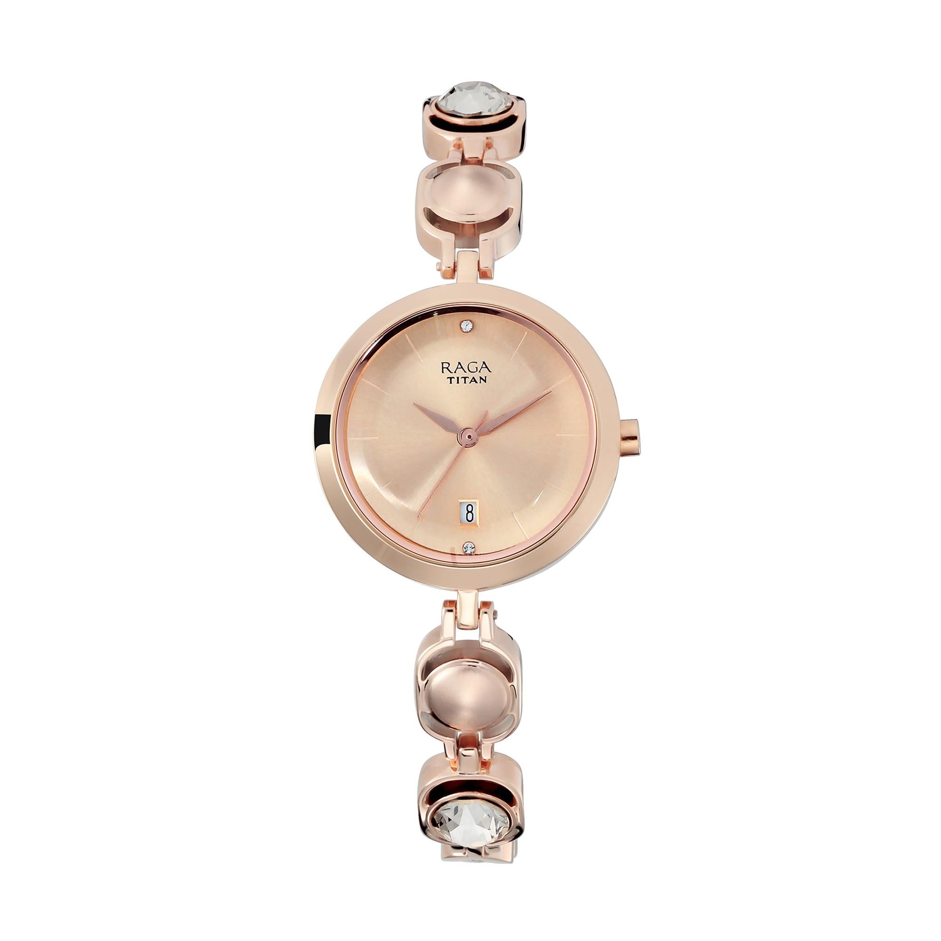 Titan Raga Viva Rose Gold Dial Analog with Date Metal Strap watch