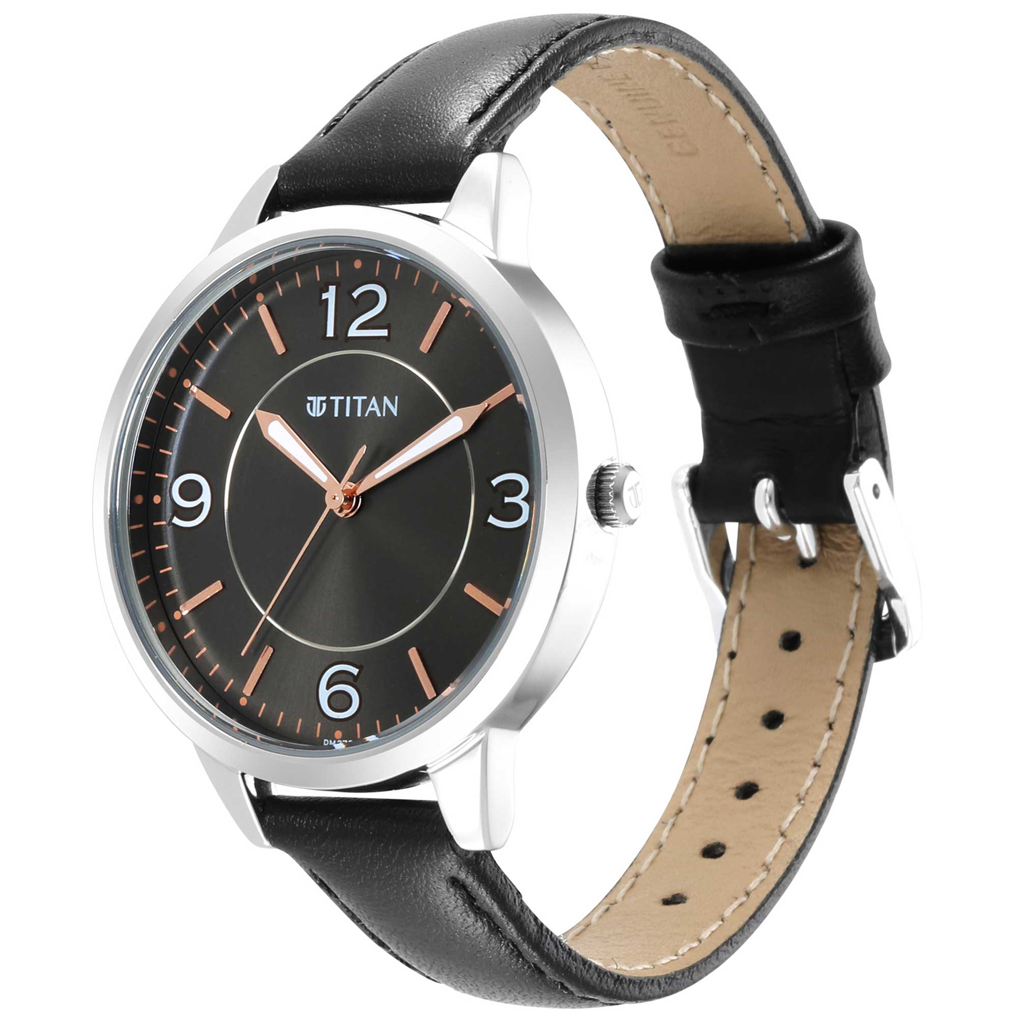Titan Trendsetters Anthracite Dial Analog Leather Strap watch for Women