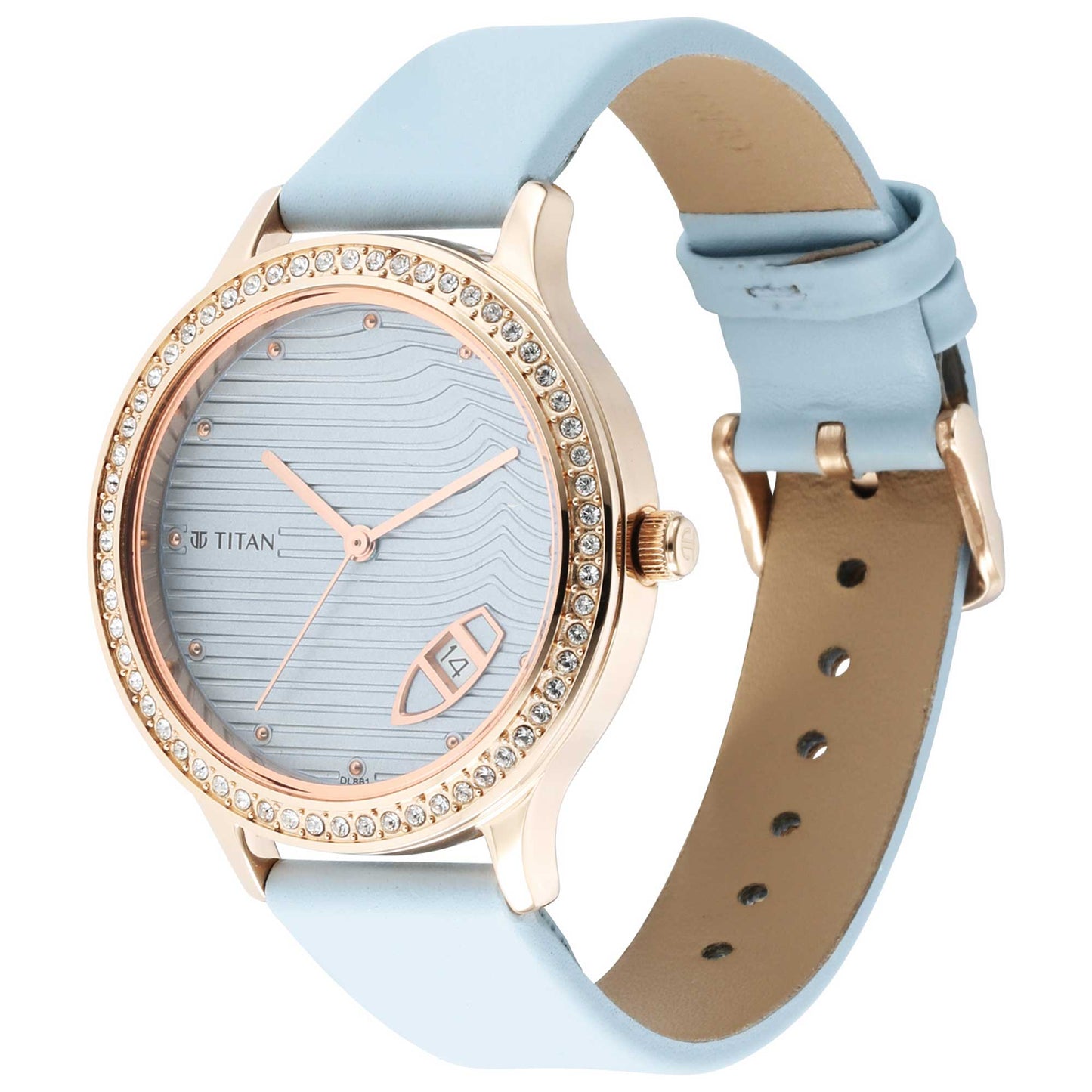 Titan Wander Blue Dial Women Watch With Leather Strap