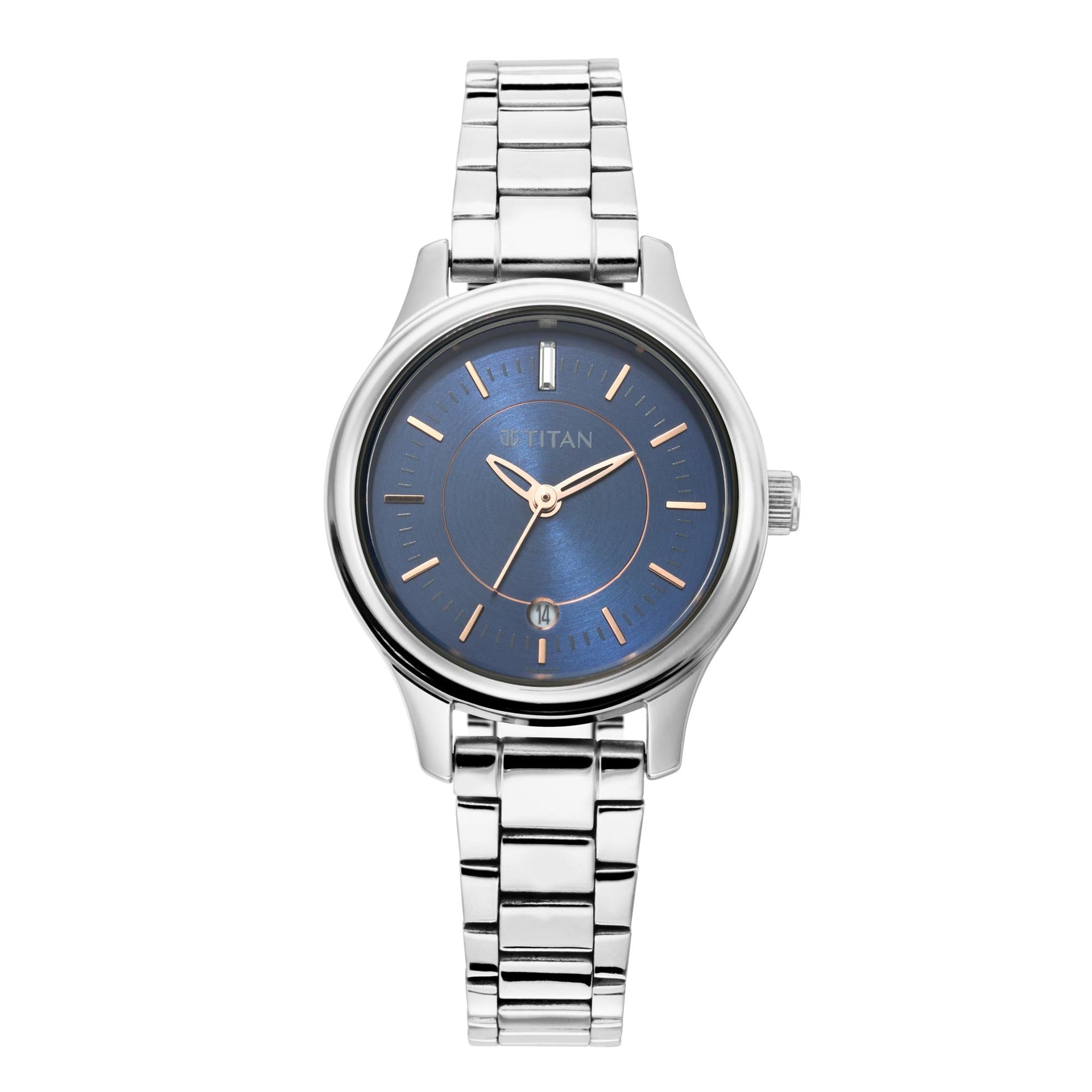 Titan Quartz Analog with Date Blue Dial Metal Strap Watch for - Main Image