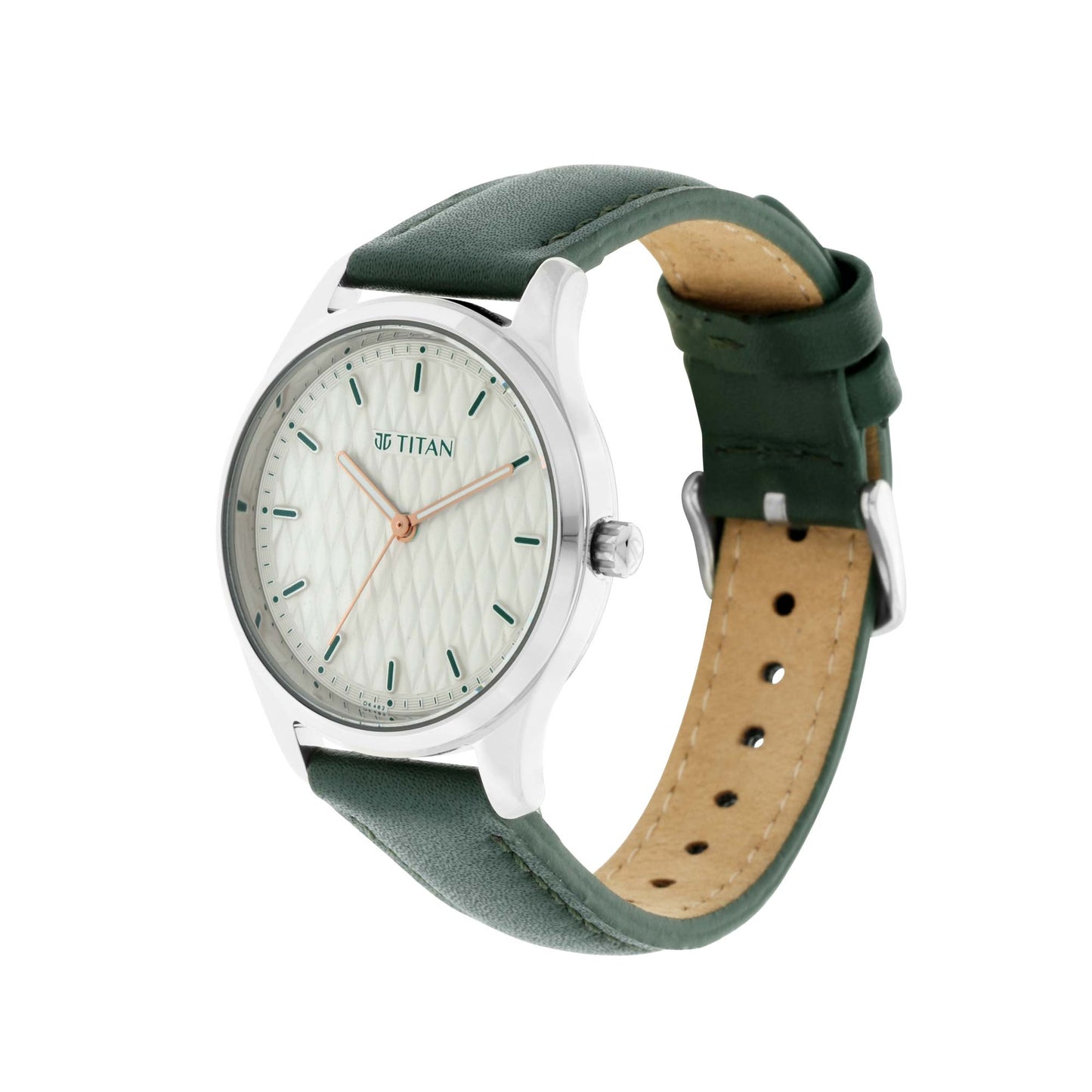 Titan Workwear White Dial Analog Leather Strap watch for Women