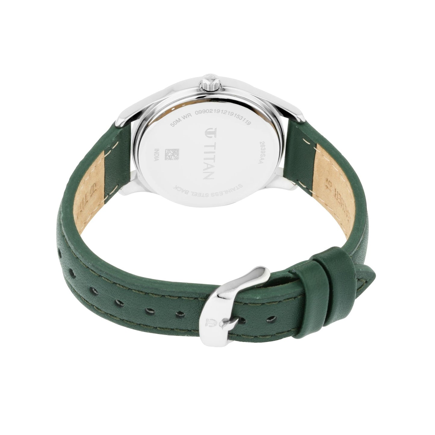 Titan Workwear White Dial Analog Leather Strap watch for Women