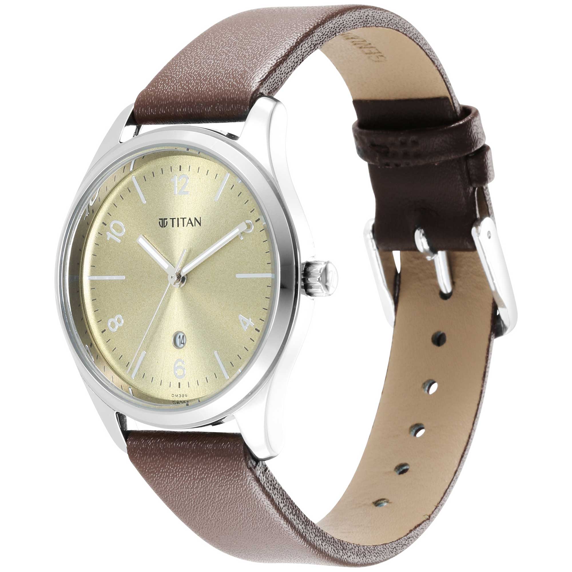 Titan Trendsetters Beige Dial Analog Leather Strap watch for Women