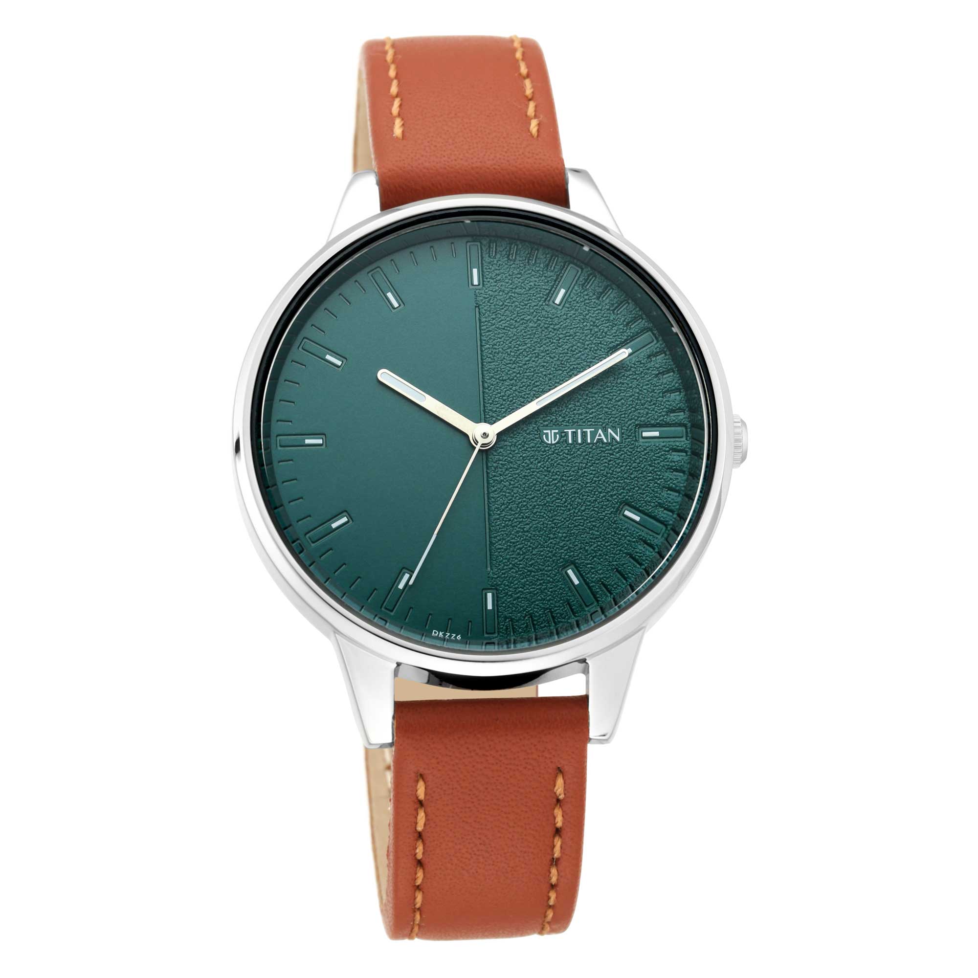 Titan Workwear Green Dial Women Watch With Leather Strap Titan World