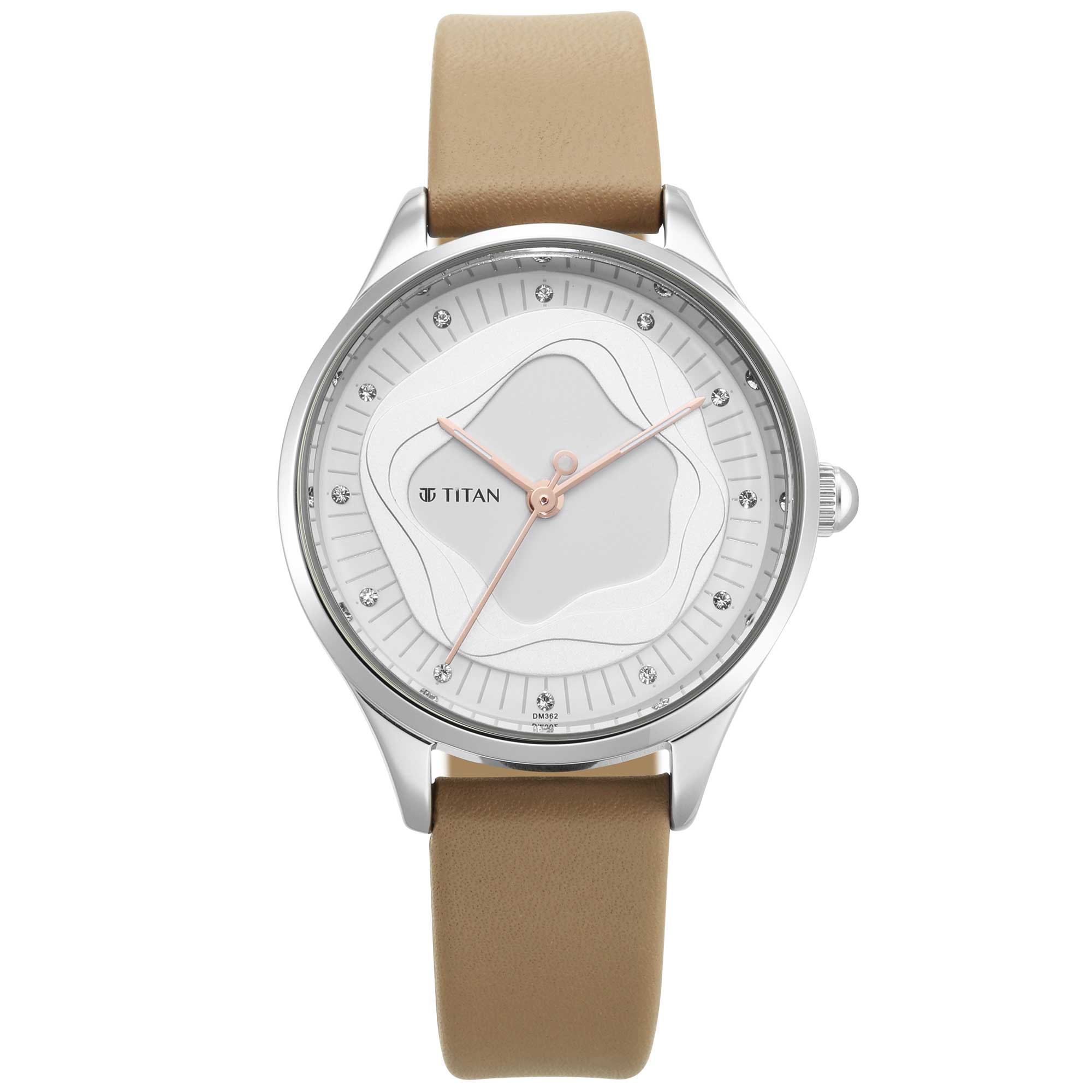 Titan Wander White Dial Analog Leather Strap watch for Women