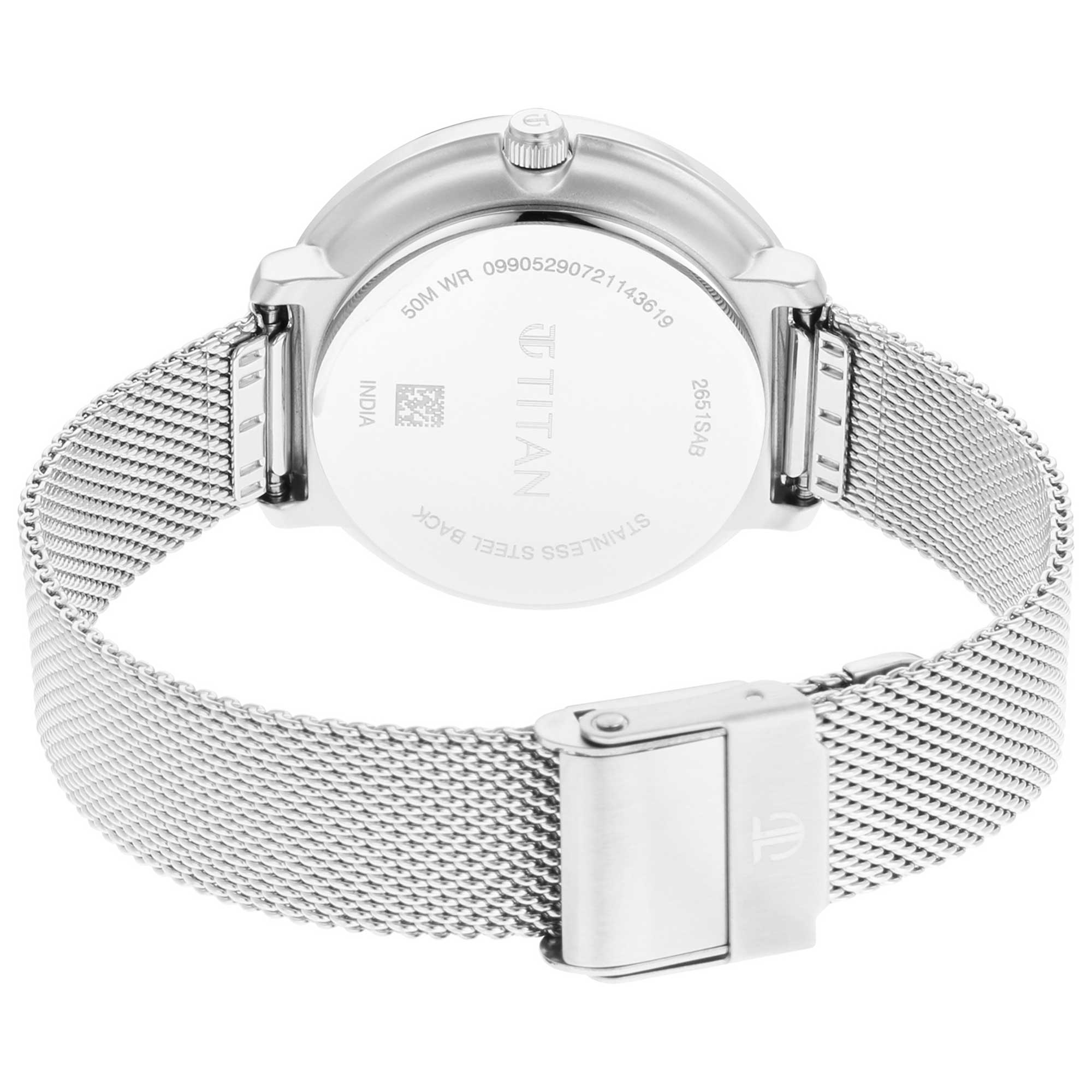 Titan Workwear Green Dial Analog Stainless Steel Strap watch for Women