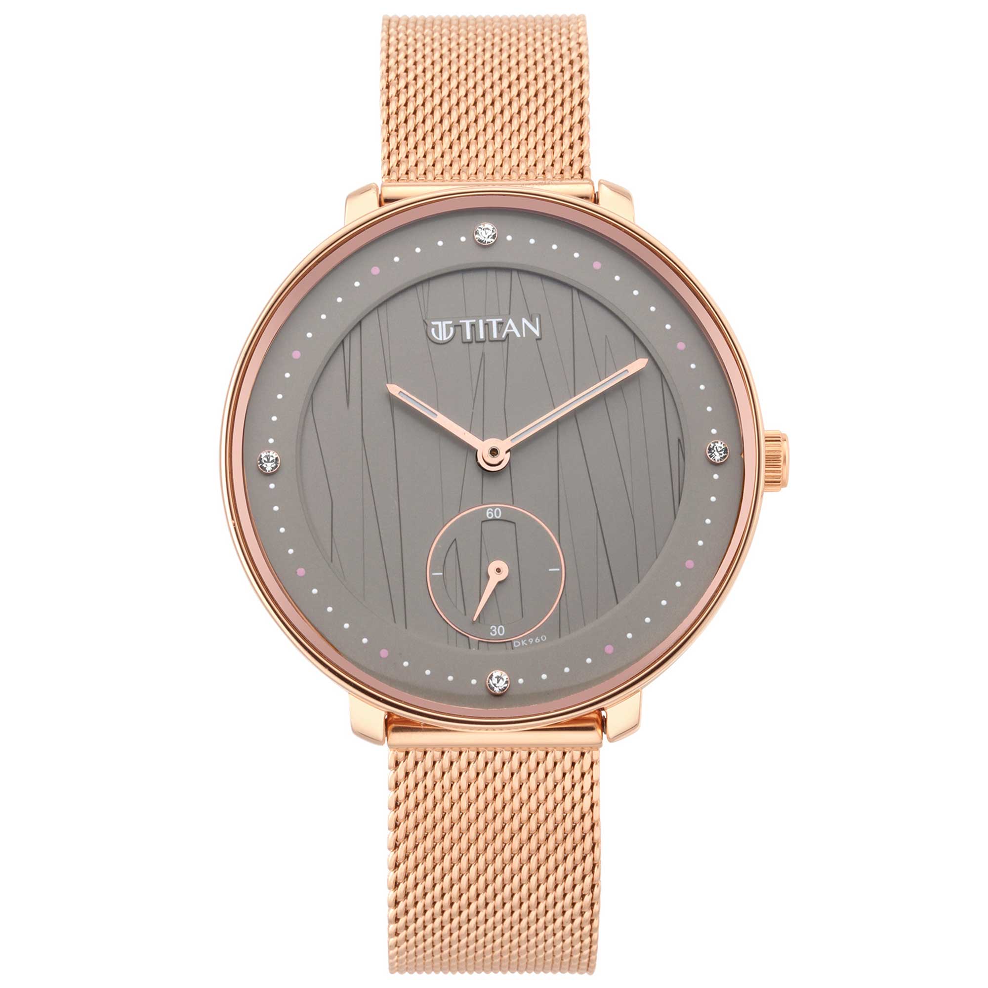 Titan Workwear Black Dial Women Watch With Stainless Steel Strap