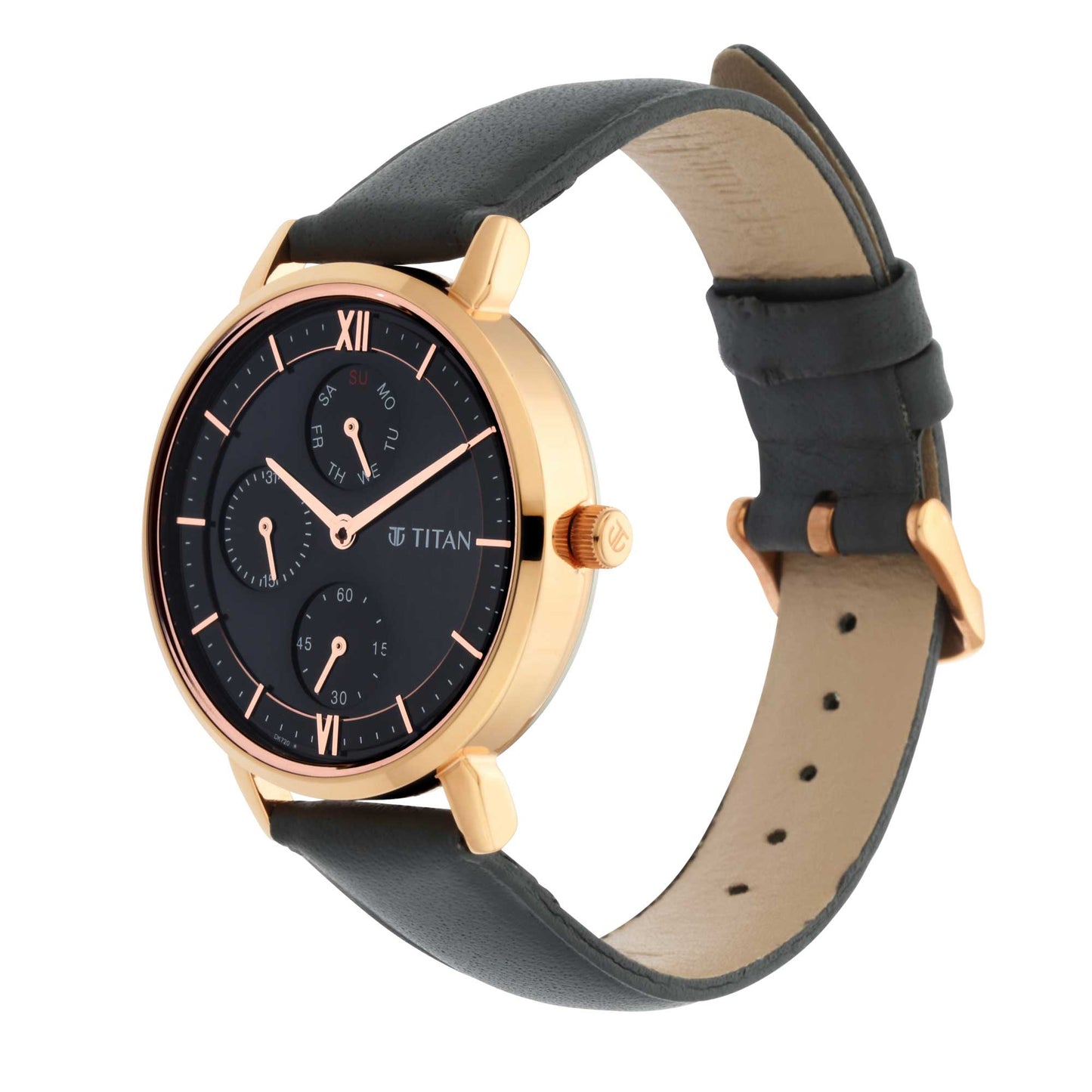 Titan Workwear Black Dial Multi Leather Strap watch for Women