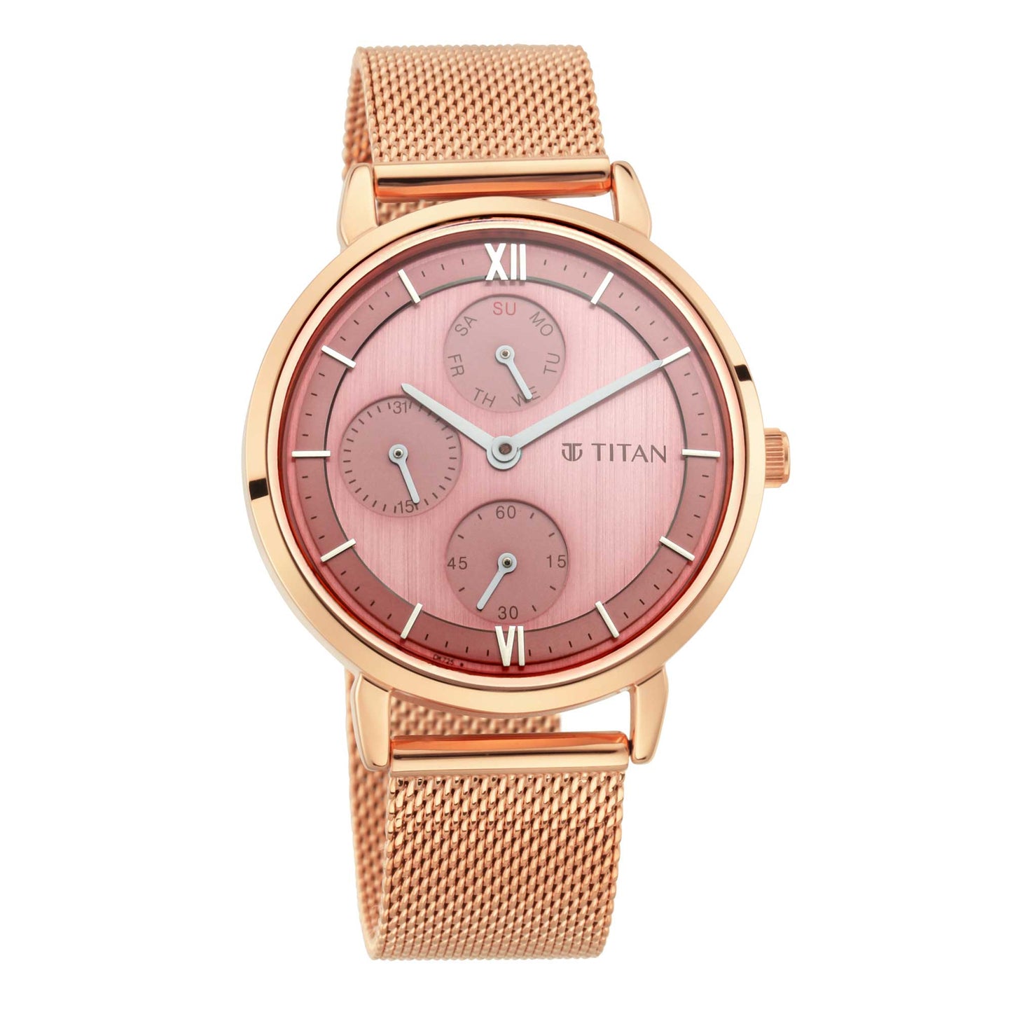 Titan Workwear Rose Gold Dial Multi Metal Strap watch for Women