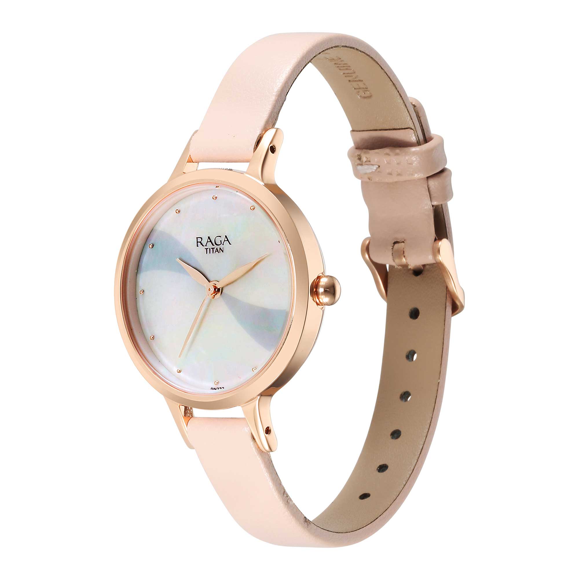 Titan Raga Power Pearls Quartz Analog Mother Of Pearl Dial Metal Strap Watch for Women