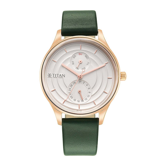 Titan Neo Workdays Silver Dial Multi Leather Strap watch for Women