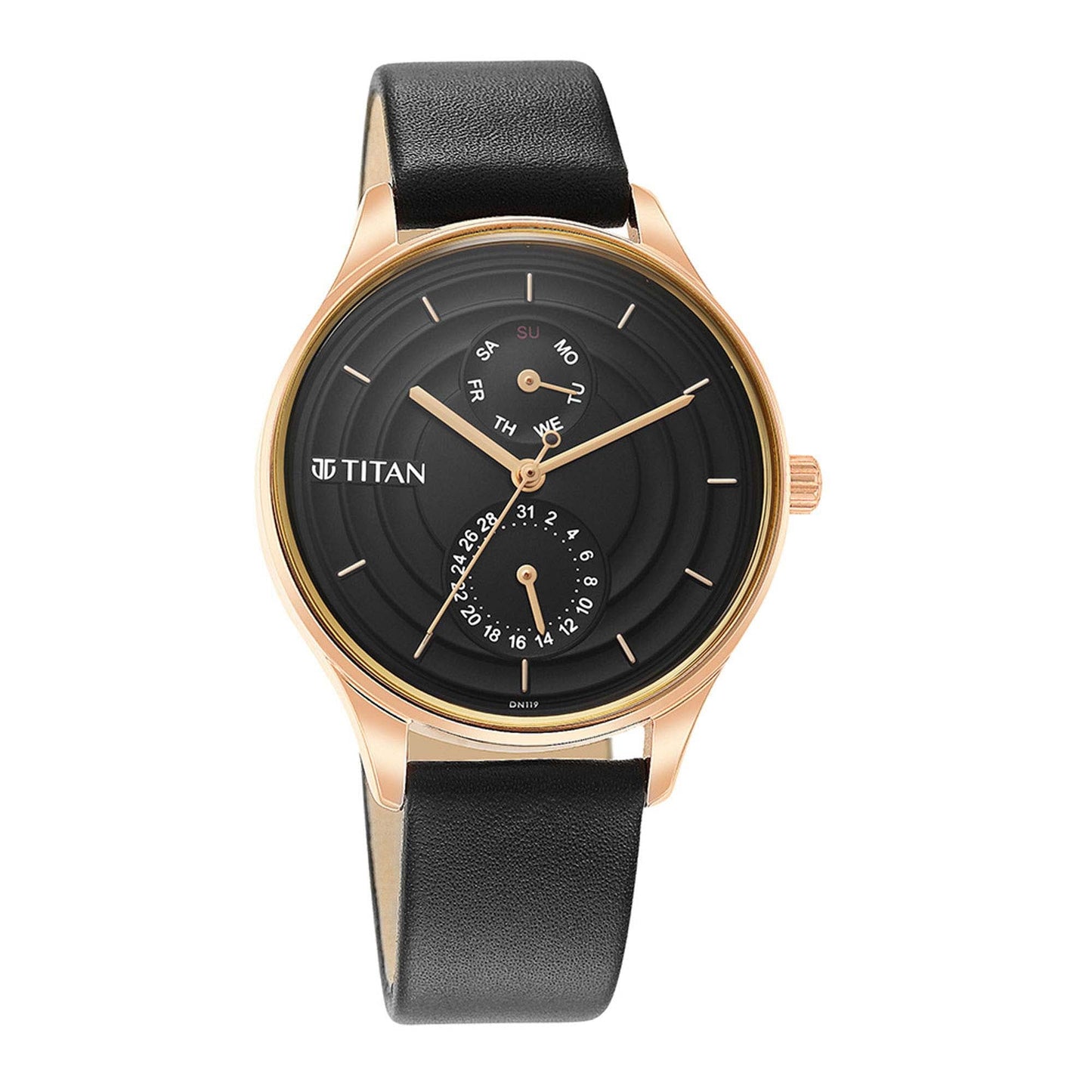 Titan Neo Workdays Black Dial Multi Leather Strap watch for Women