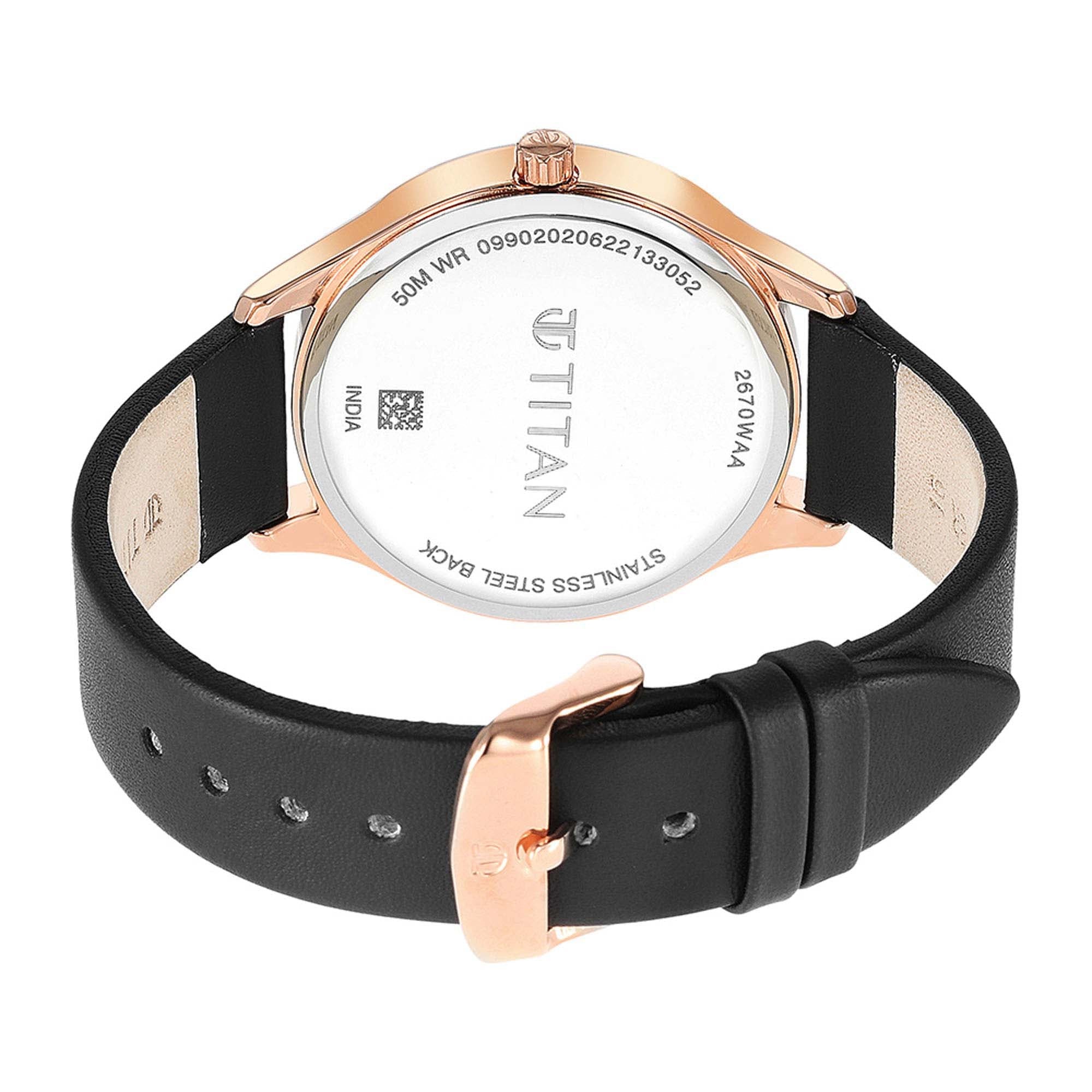 Titan Neo Workdays Black Dial Multi Leather Strap watch for Women
