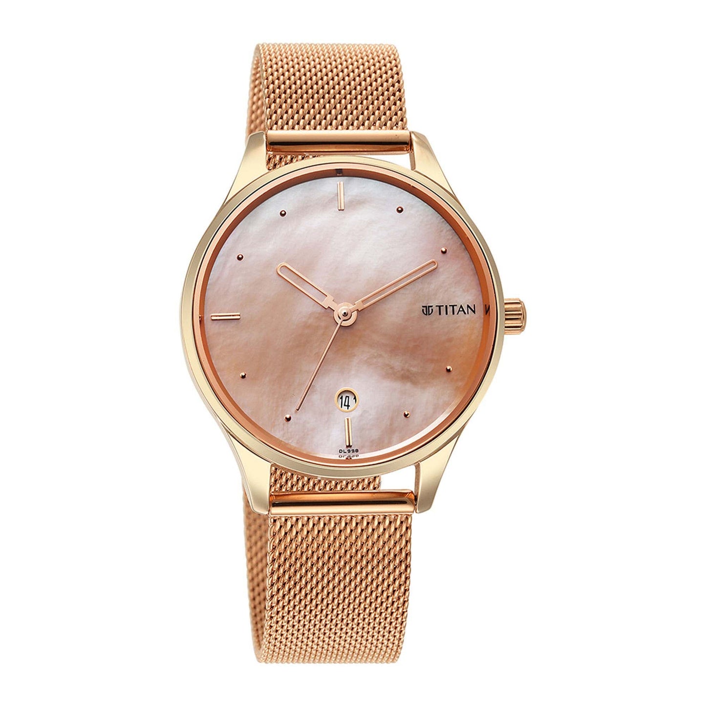 Titan Pastel Dreams Pink Mother Of Pearl Dial Analog Metal Strap watch for Women