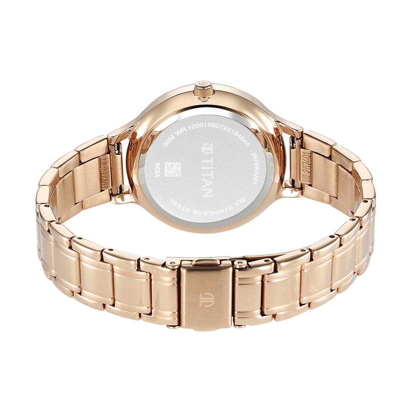 Titan Premium Workwear White Dial Analog Date Stainless Steel Strap Watch for Women