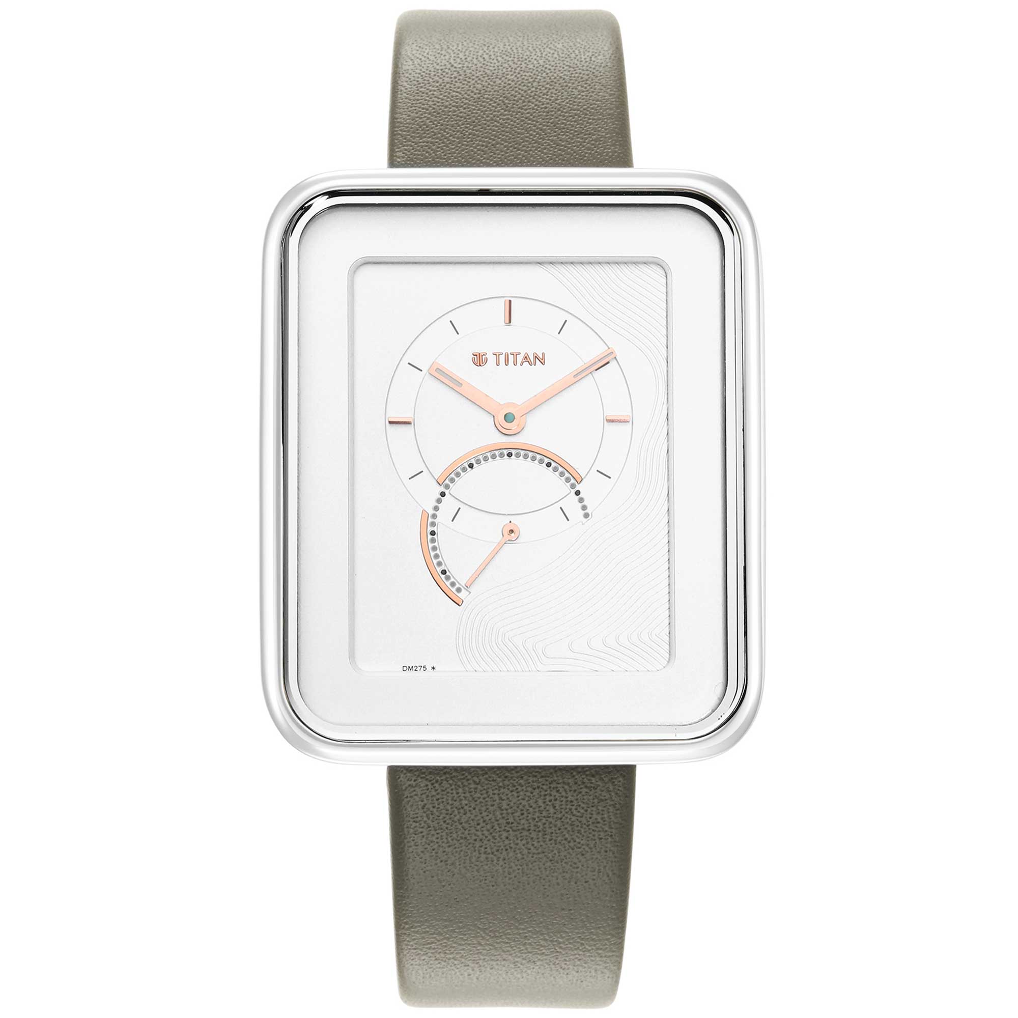 Titan Wander Silver White Dial Analog Leather Strap Watch for Women