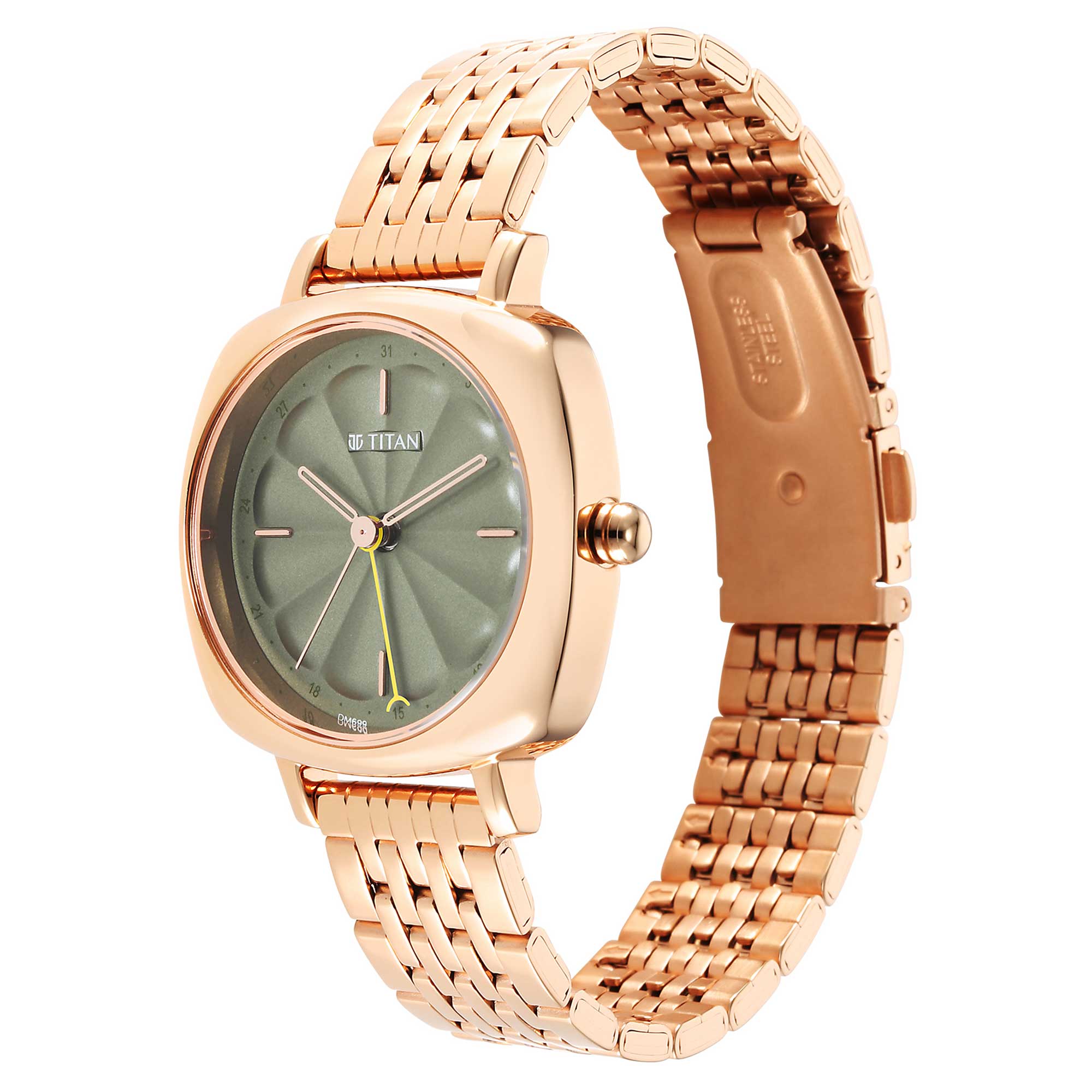 Neo Green Dial Stainless Steel Strap Watch for Women