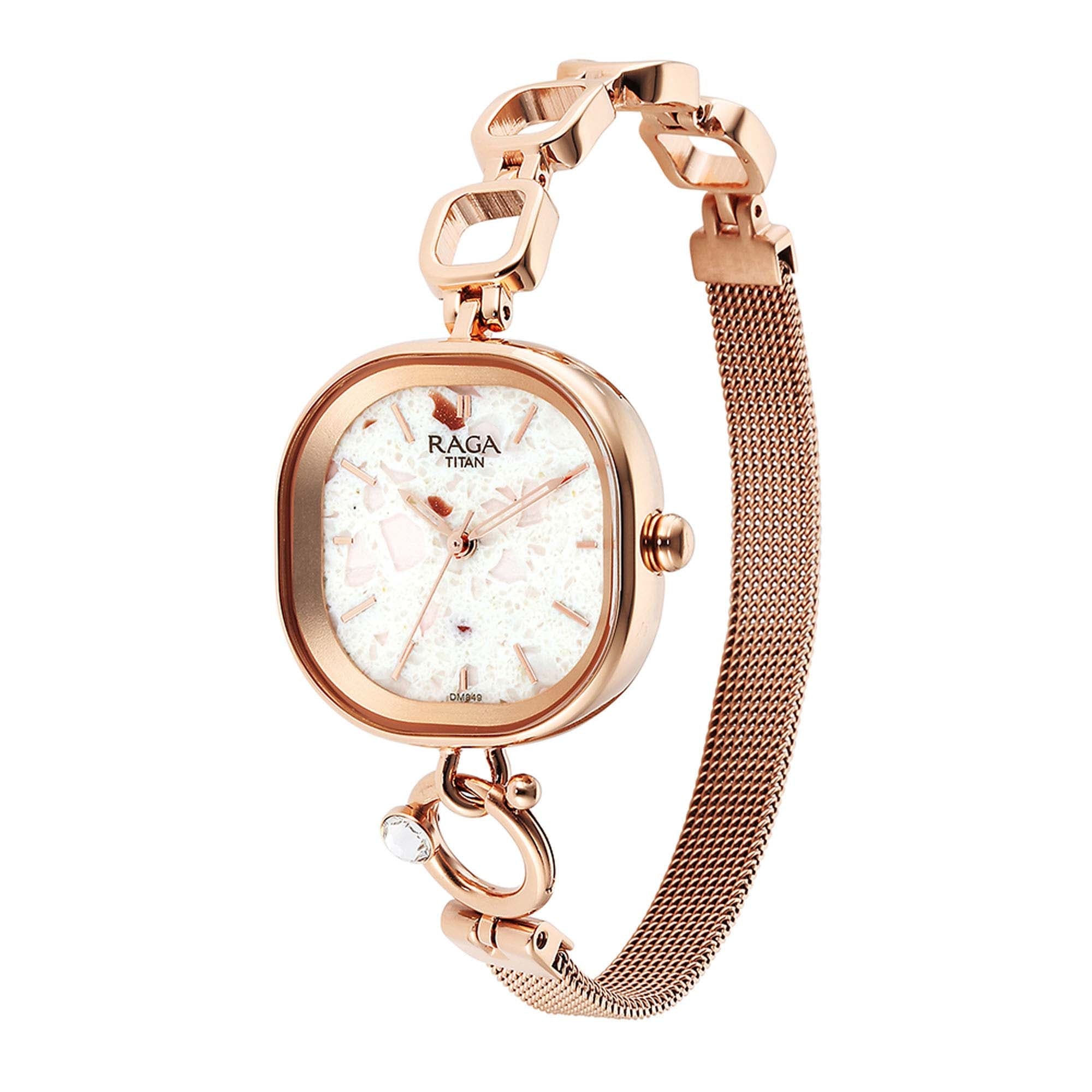 Titan Raga Delight Pink Dial Analog Metal Strap watch for Women