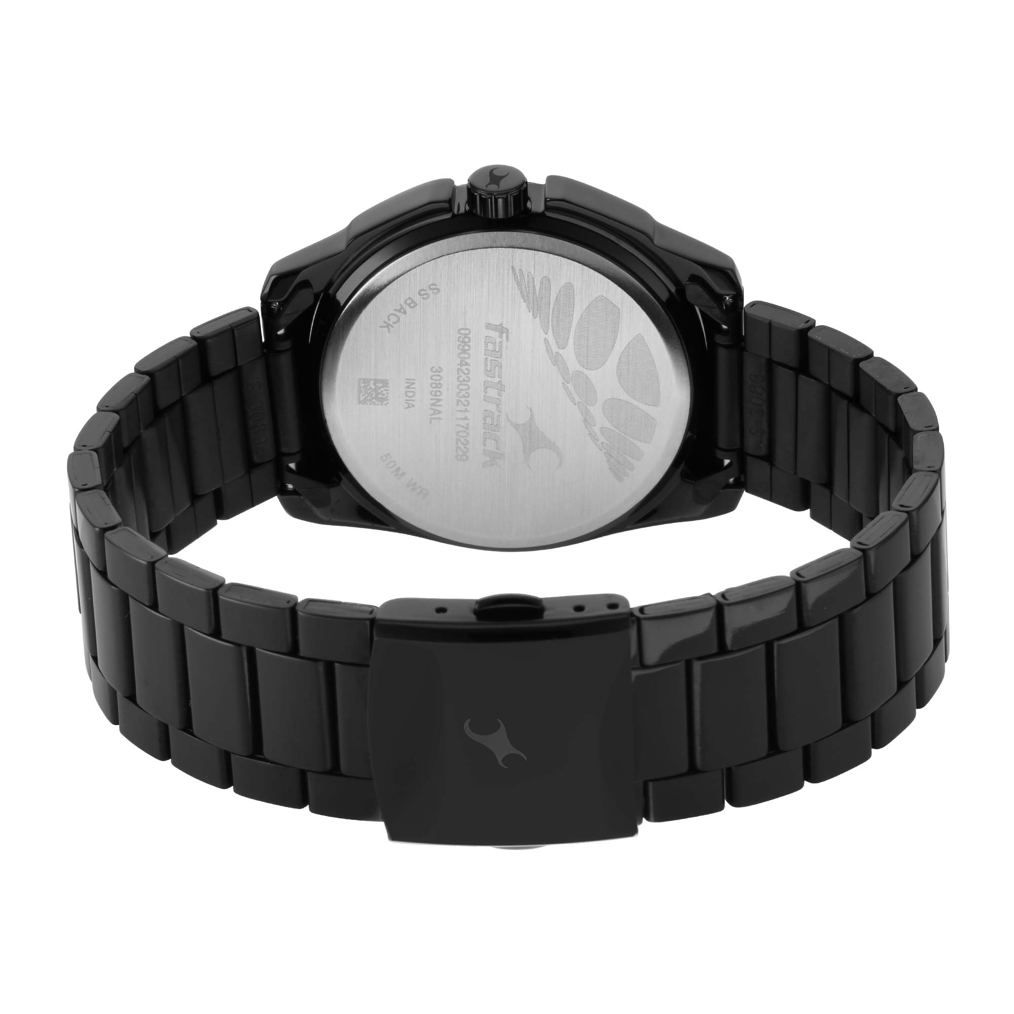 Fastrack Wear Your Look Quartz Analog Black Dial Metal Strap Watch for Guys
