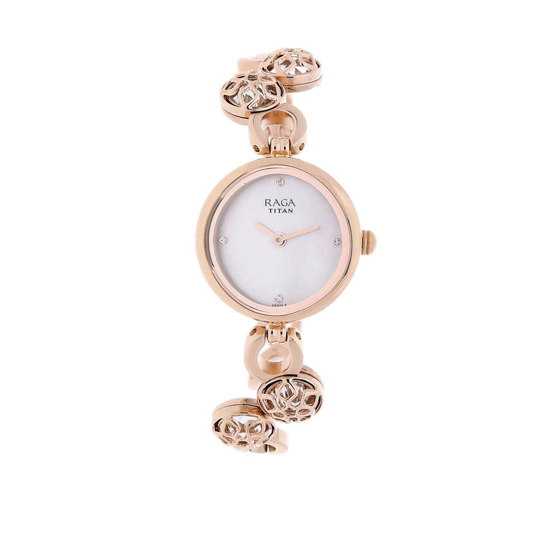 Titan Raga Moonlight Mother of Pearl Dial Women Watch With Metal