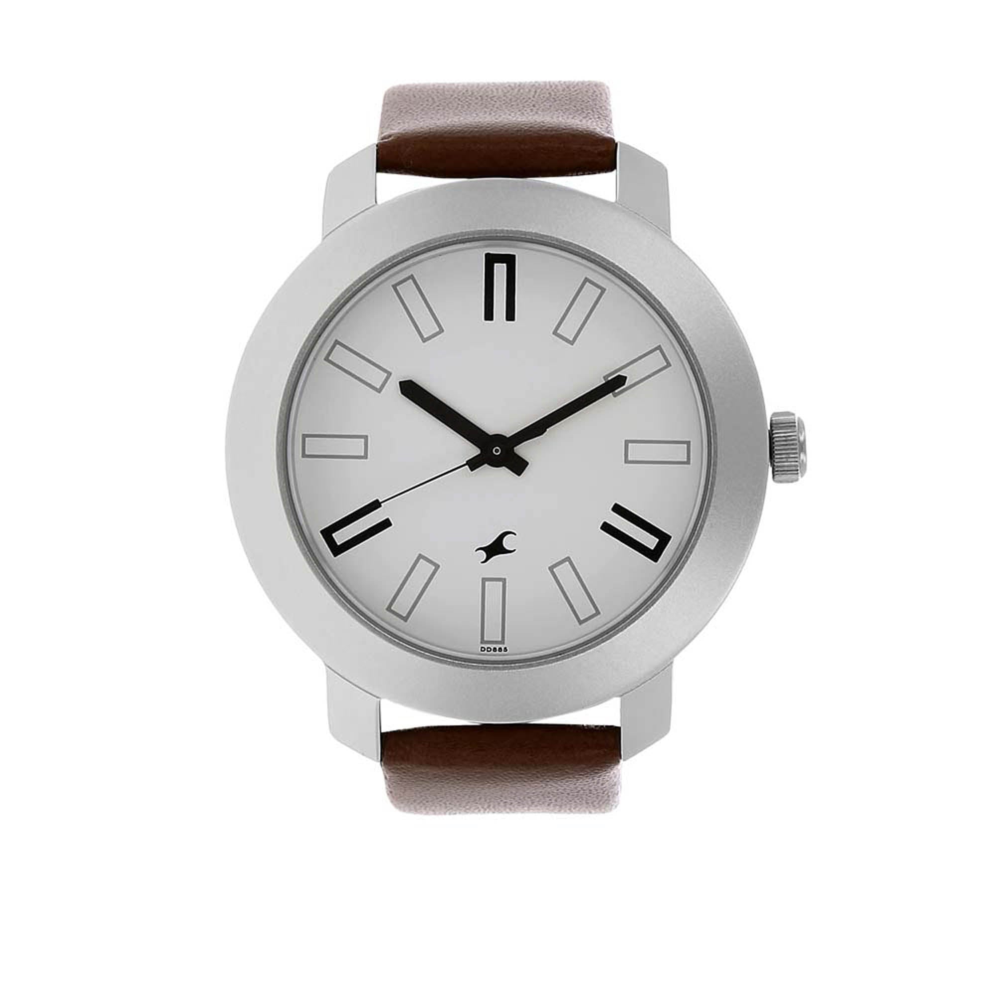 Fastrack Quartz Analog White Dial Leather Strap Watch for Guys Titan World