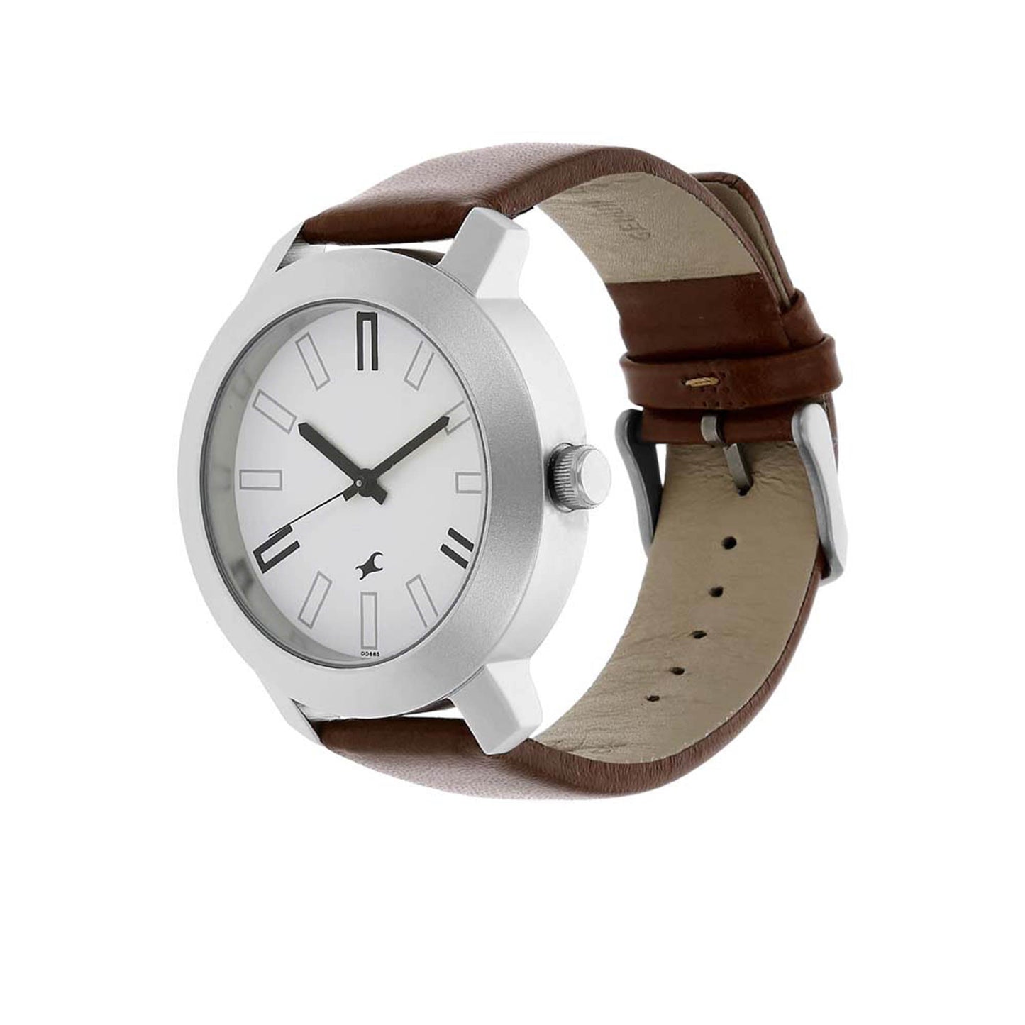 Fastrack Quartz Analog White Dial Leather Strap Watch for Guys