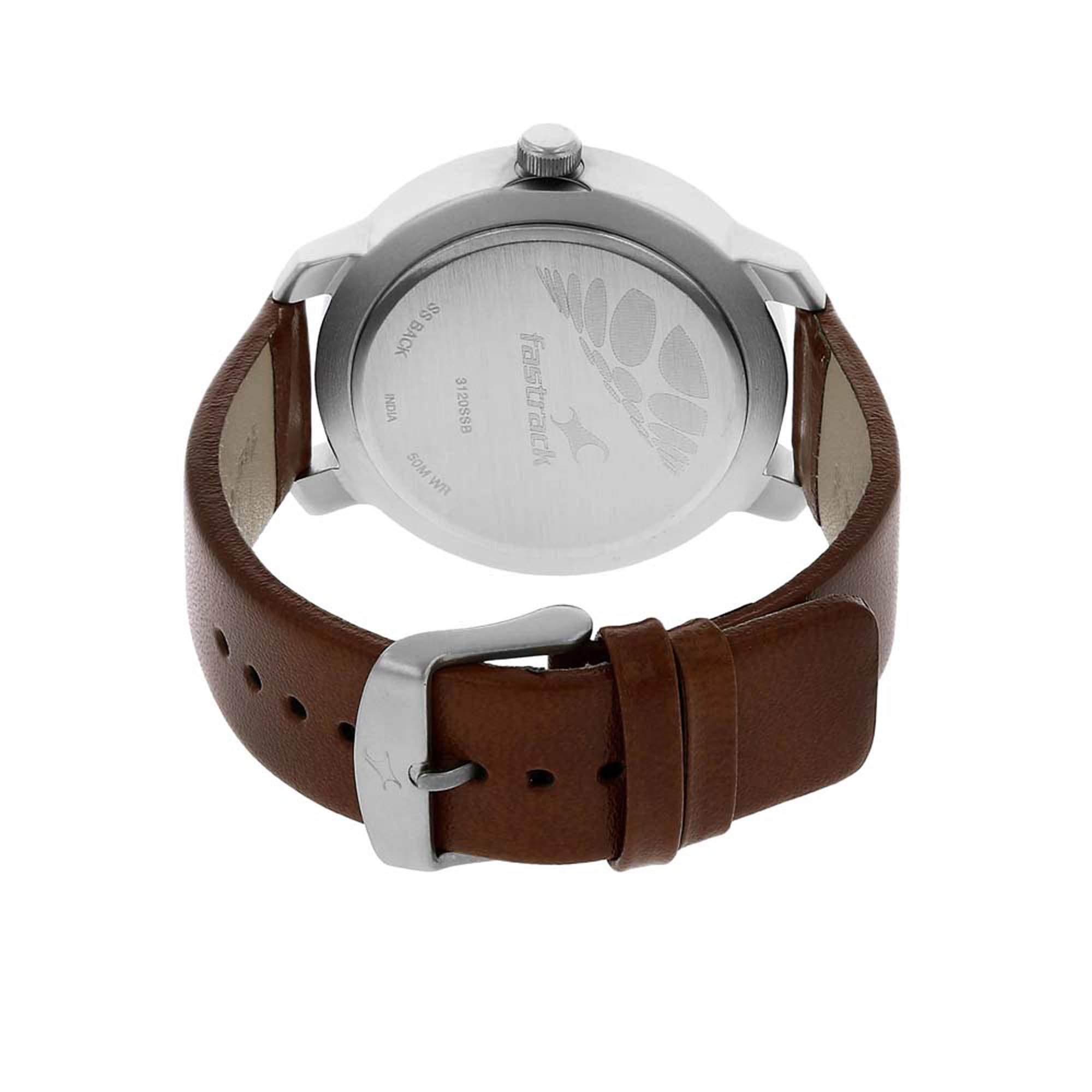 Fastrack Quartz Analog White Dial Leather Strap Watch for Guys