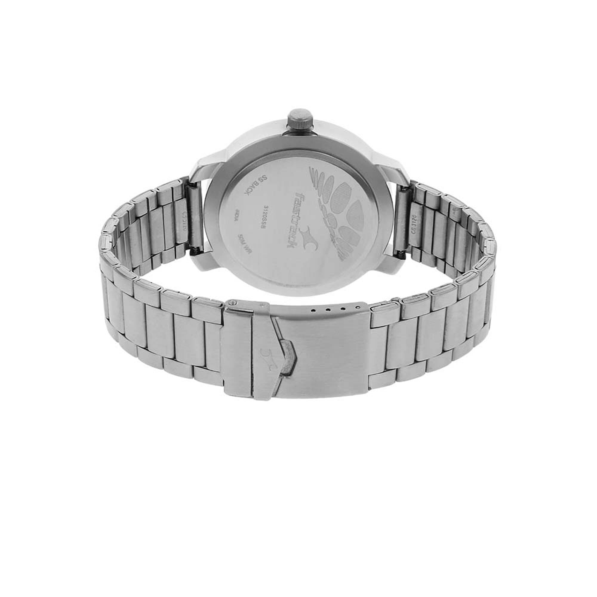 Fastrack Quartz Analog Silver Dial Stainless Steel Strap Watch for Guys