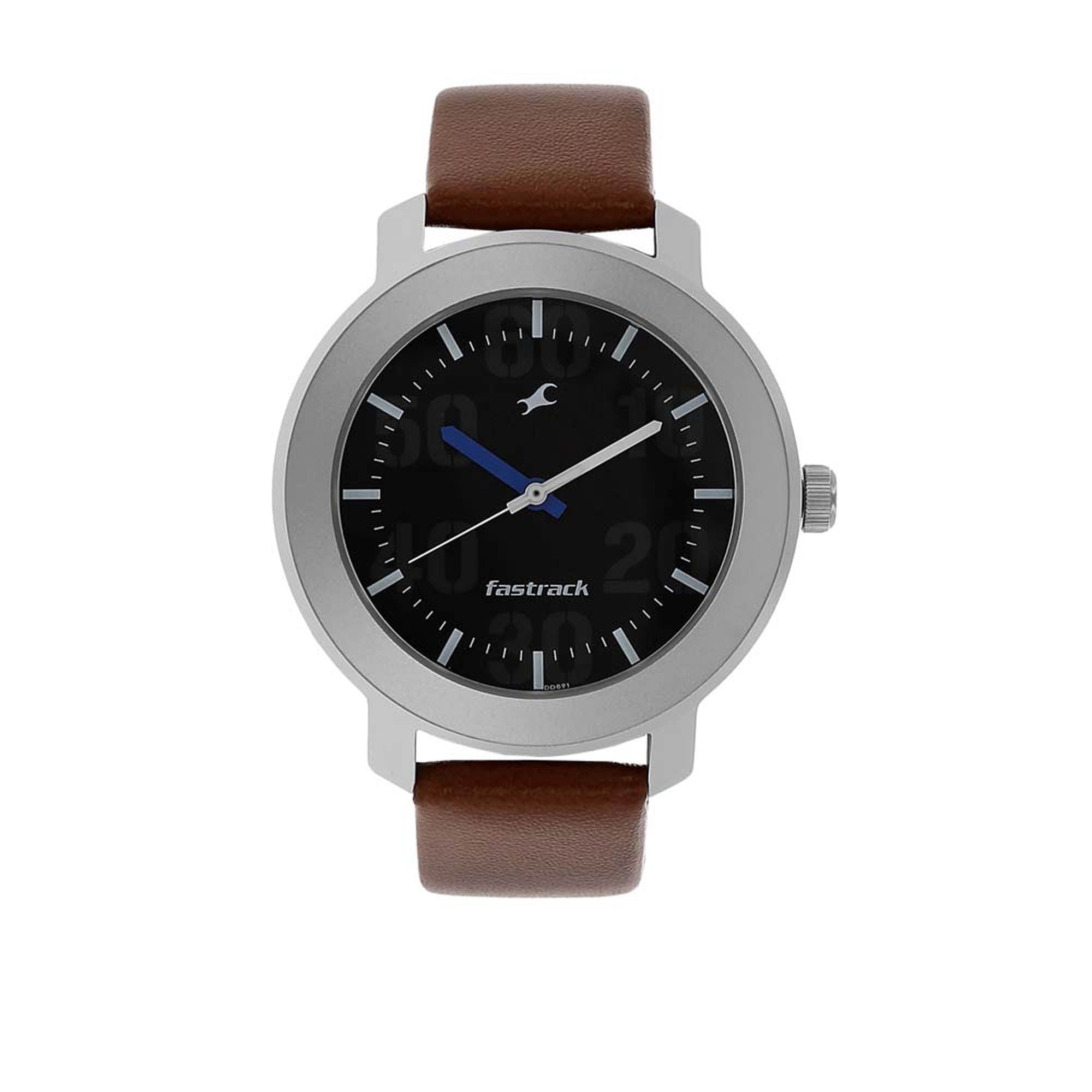 Fastrack Quartz Analog Black Dial Leather Strap Watch for Guys