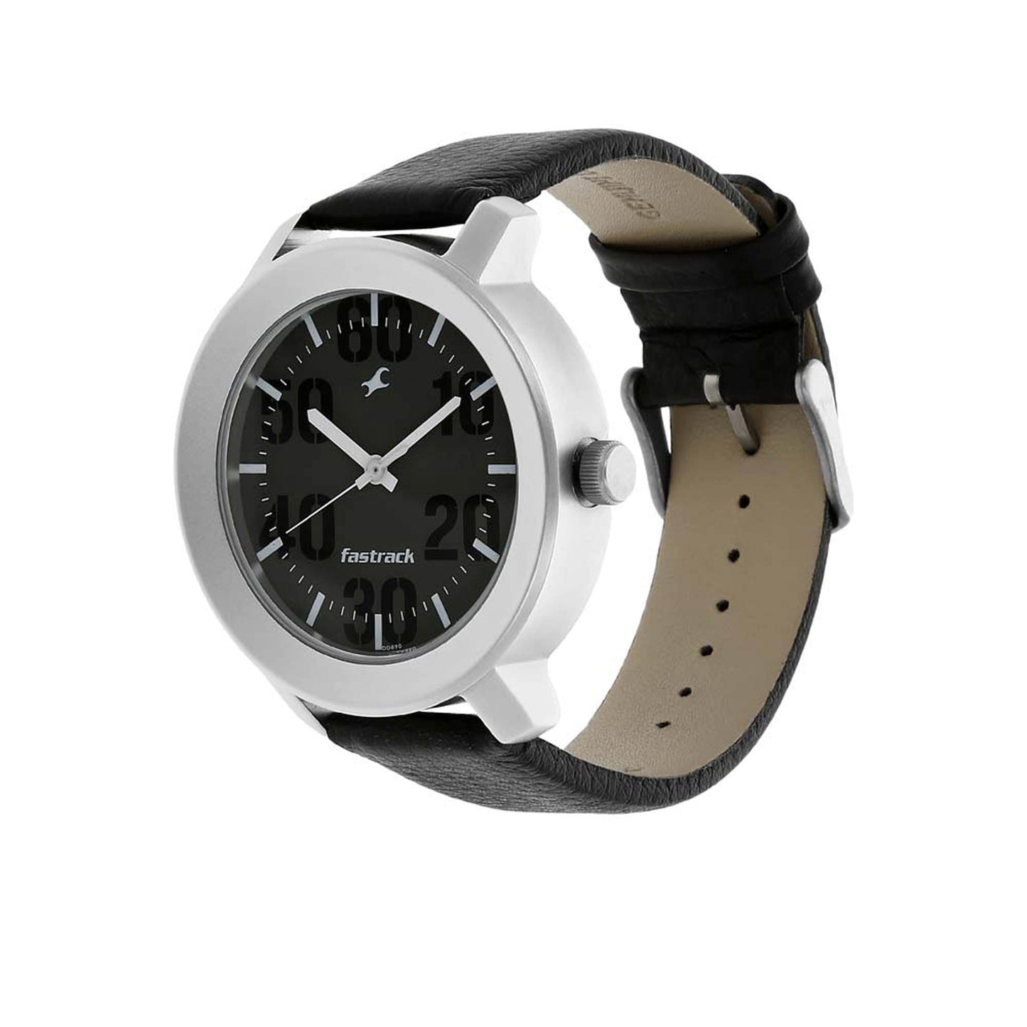 Fastrack Quartz Analog Grey Dial Leather Strap Watch for Guys