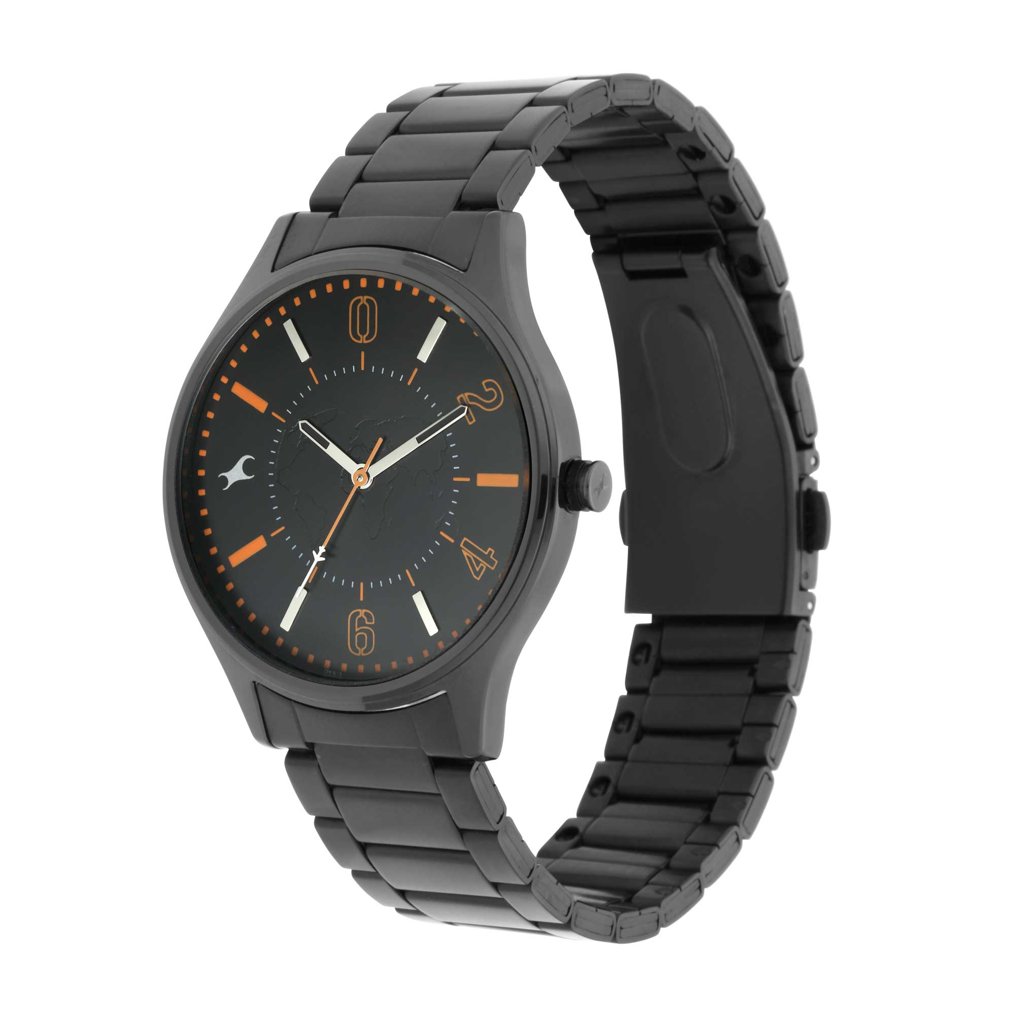 Fastrack Tripster Quartz Analog Black Dial Stainless Steel Strap Watch for Guys