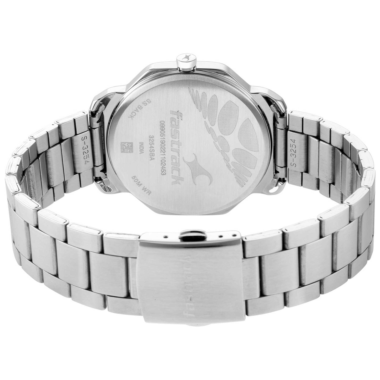 Fastrack Stunners Quartz Analog Silver Dial Metal Strap Watch for Guys