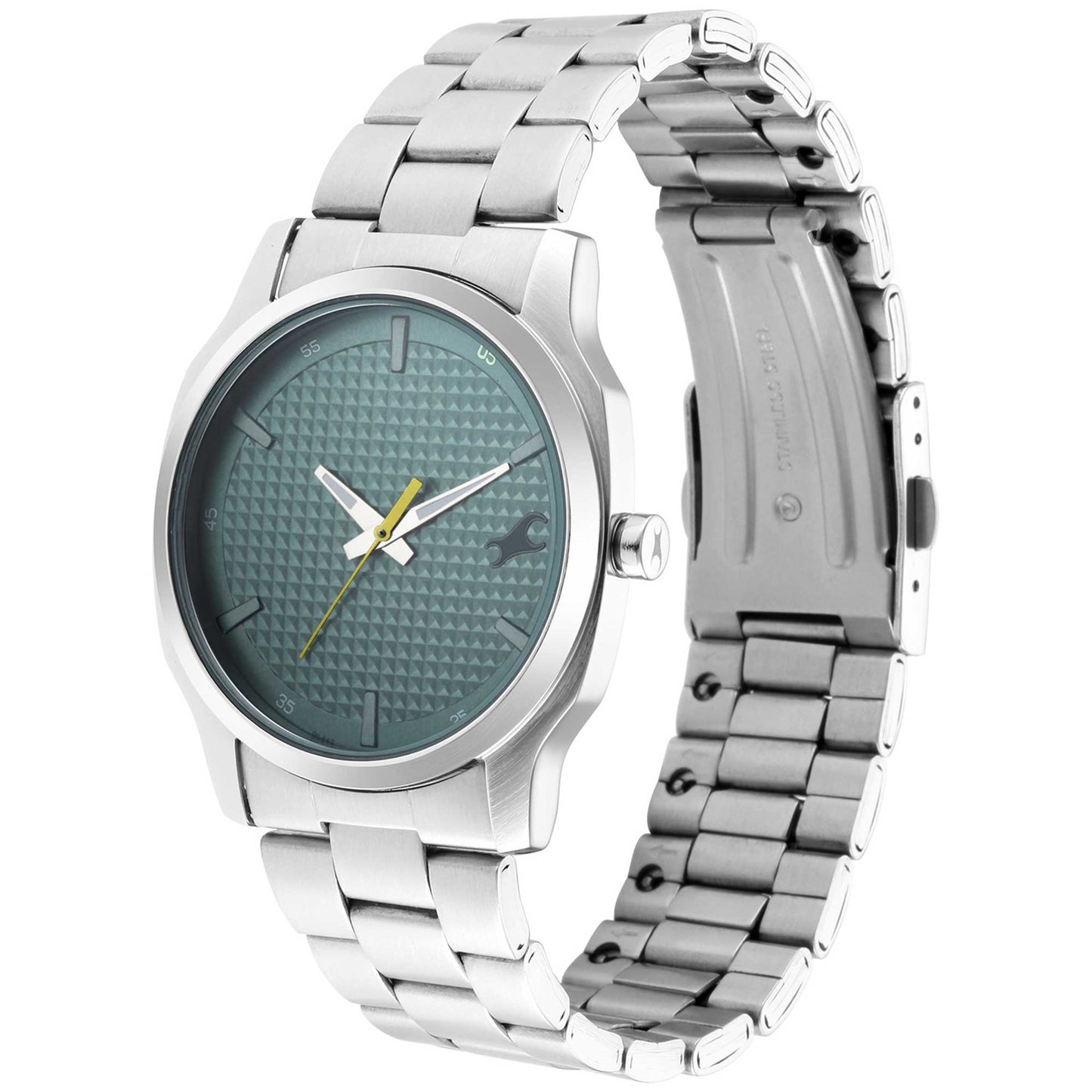 Fastrack Stunners Quartz Analog Green Dial Metal Strap Watch for Guys