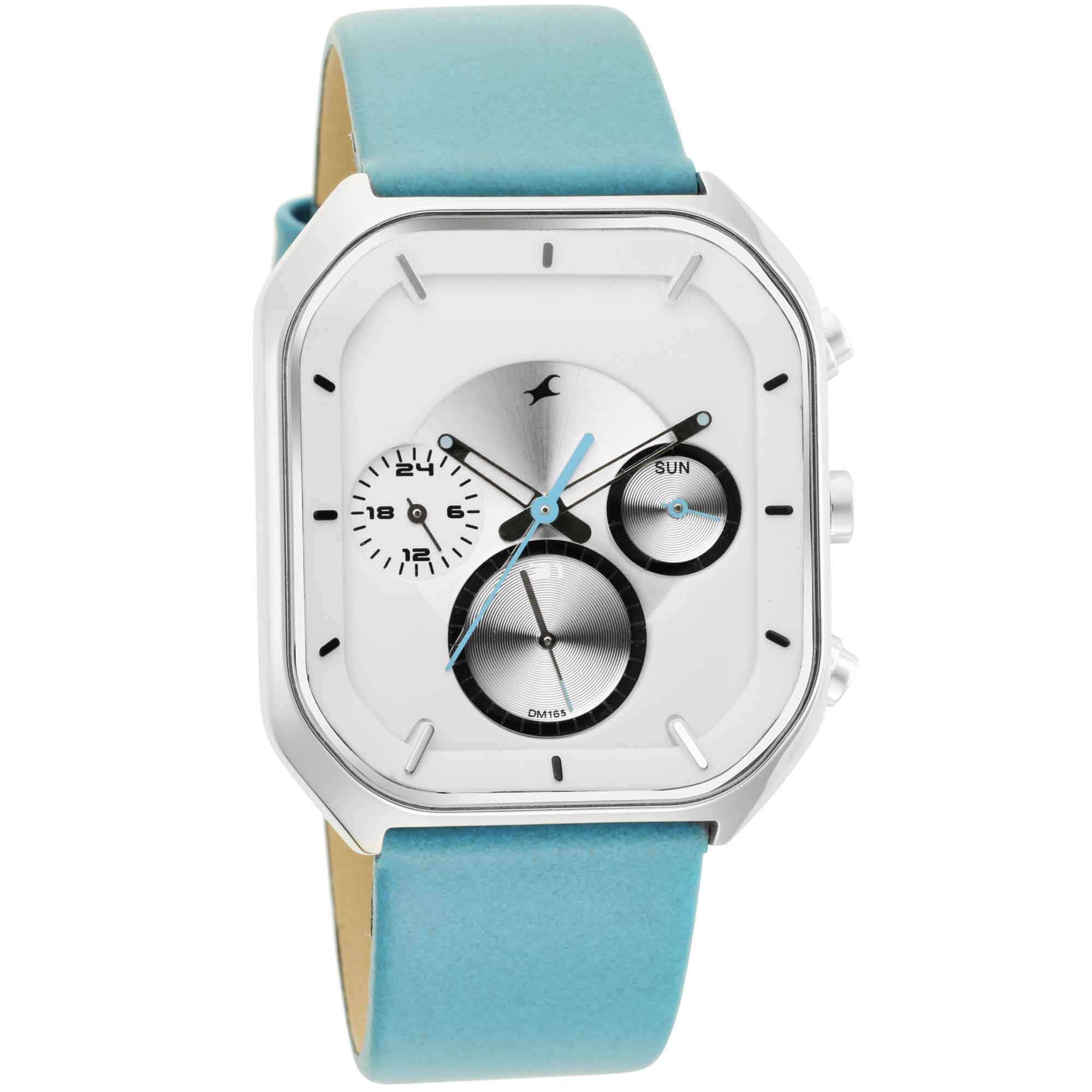 Fastrack After Dark Quartz Analog with Date White Dial Leather Strap Watch for Guys