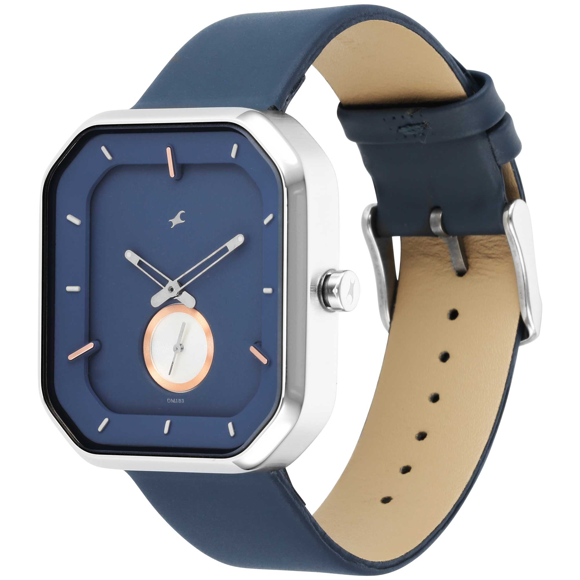 After Dark Blue Dial Leather Strap Watch for Guys