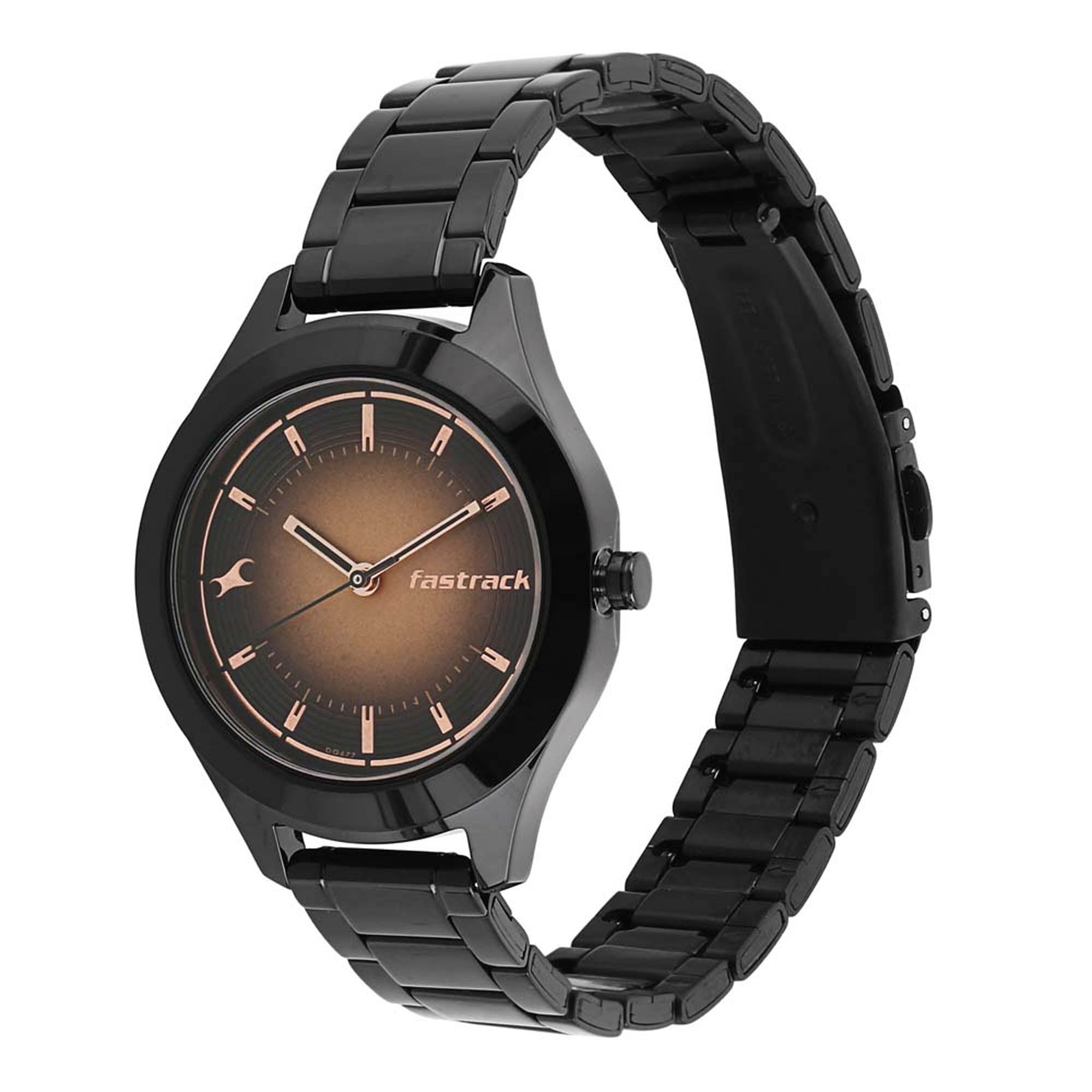 All nighters black dial metal strap watch best sale