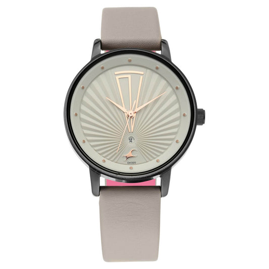 Fastrack Fastrack Ruffles Quartz Analog with Date Grey Dial Leather Strap Watch for Girls