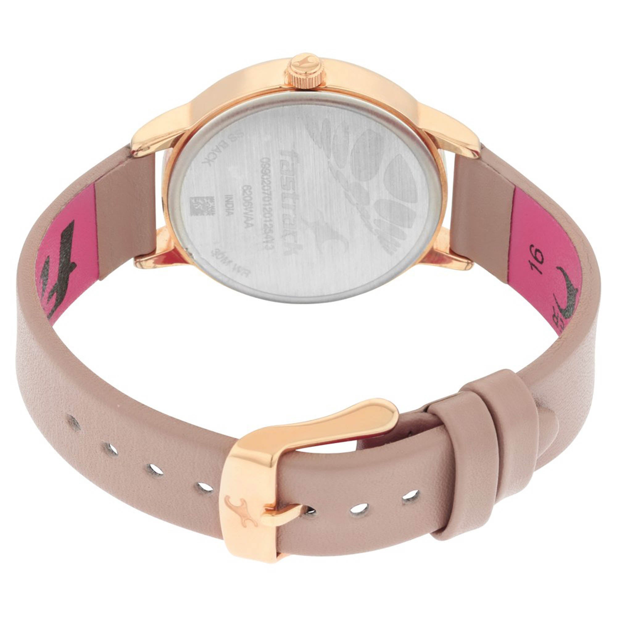 Fastrack Fastrack Ruffles Quartz Analog with Date Pink Dial Leather Strap Watch for Girls