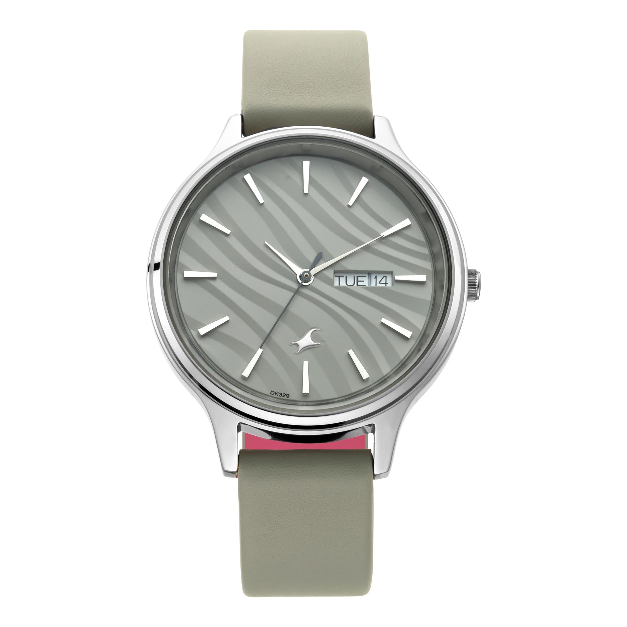 Fastrack Fastrack Ruffles Quartz Analog with Day and Date Grey Dial Leather Strap Watch for Girls