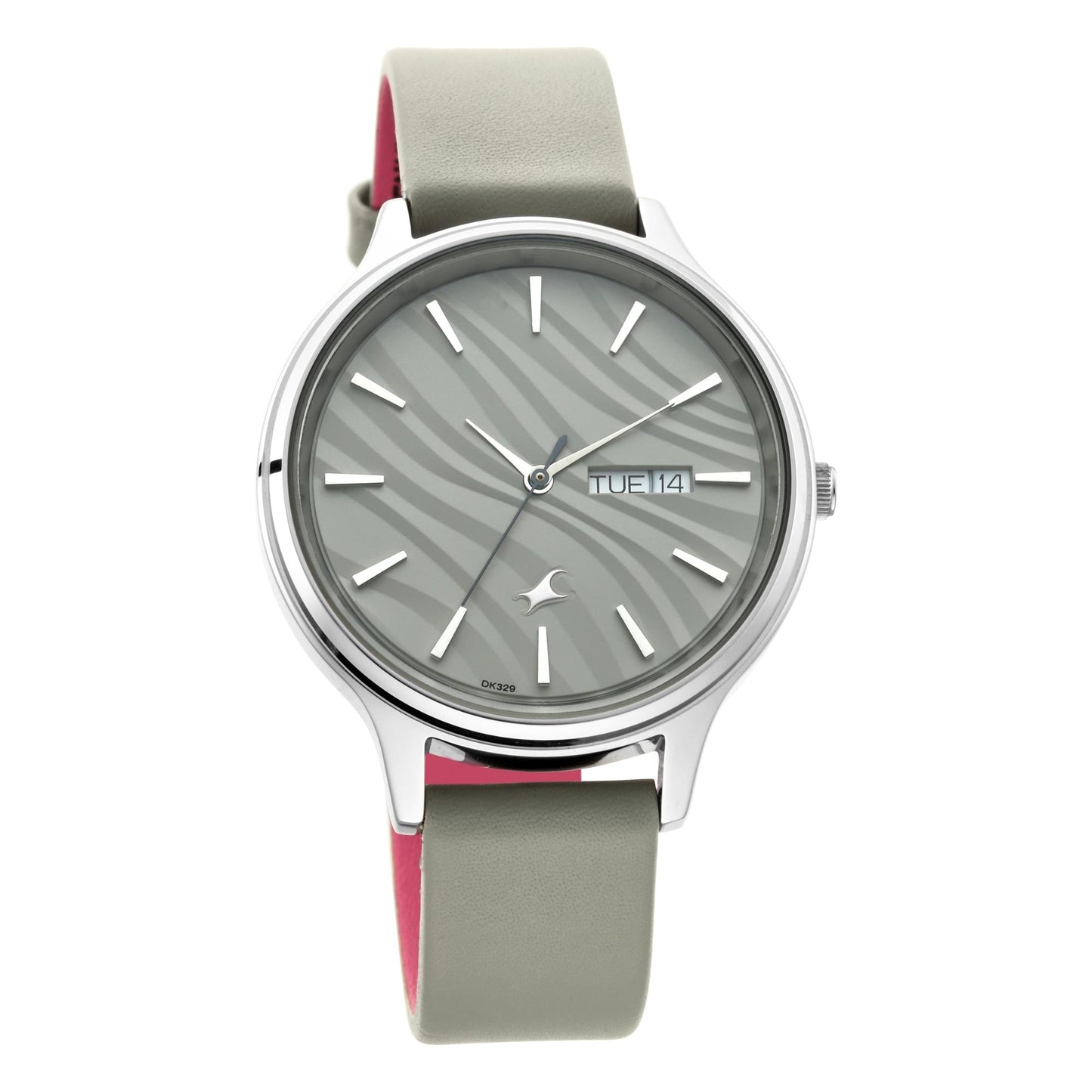 Fastrack Fastrack Ruffles Quartz Analog with Day and Date Grey Dial Leather Strap Watch for Girls