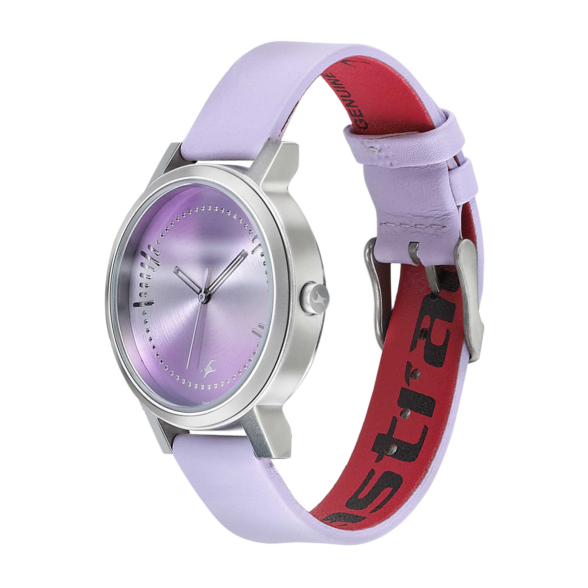 Fastrack Sunburn Quartz Analog Purple Dial Leather Strap Watch for Girls