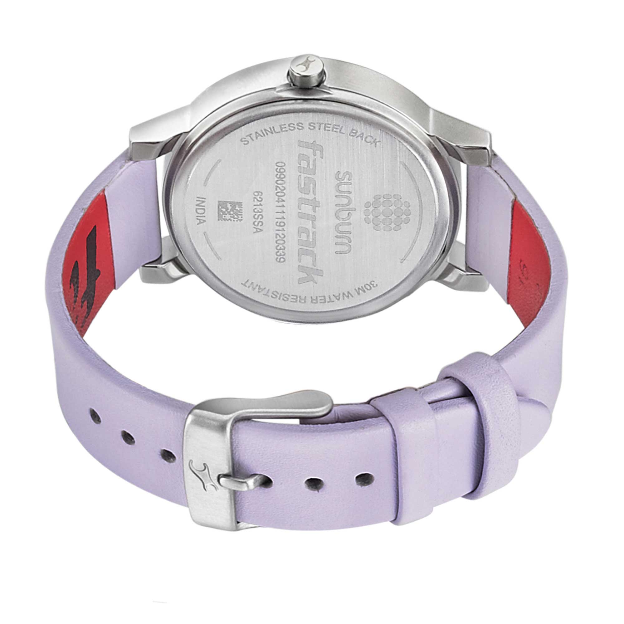 Fastrack Sunburn Quartz Analog Purple Dial Leather Strap Watch for