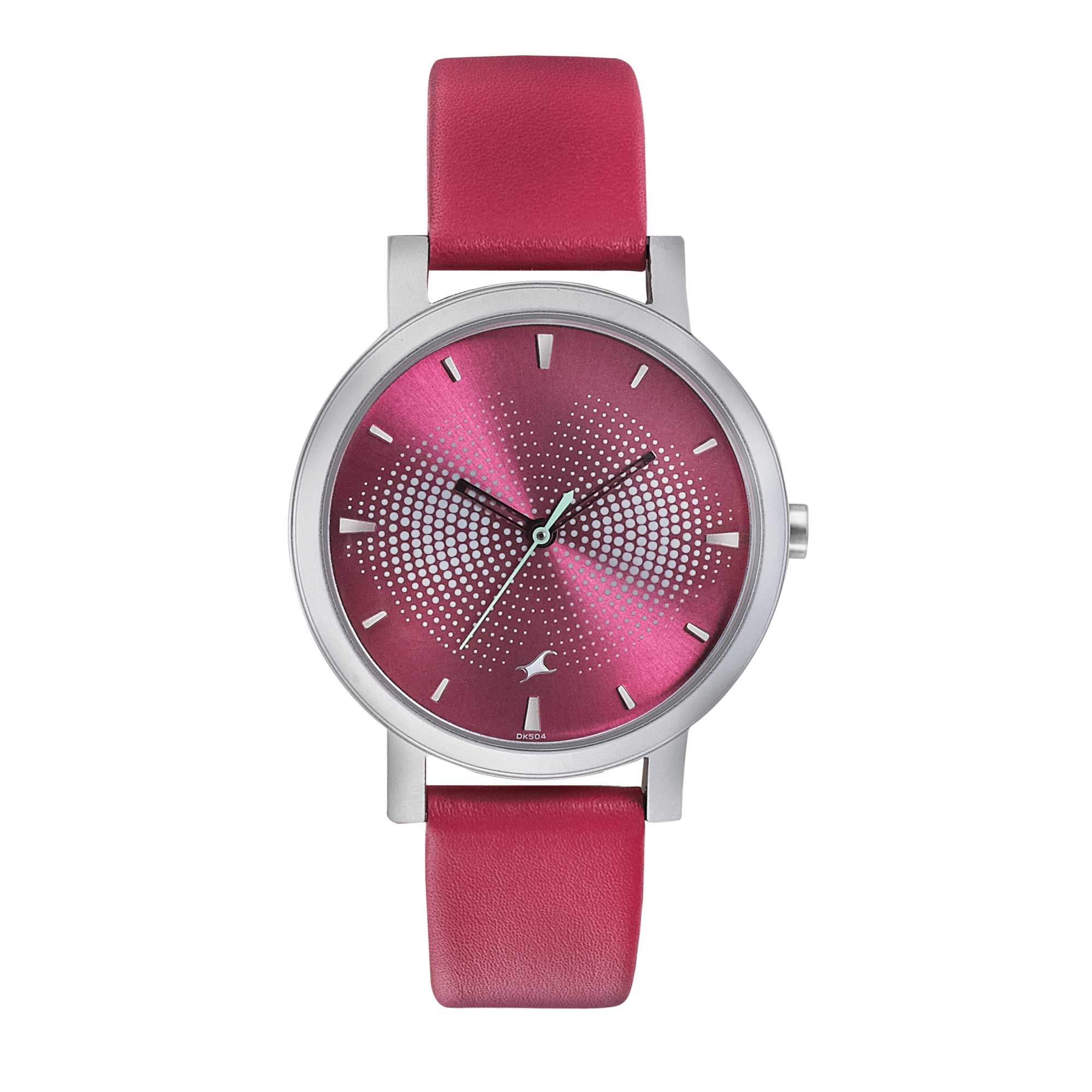 Fastrack Sunburn Quartz Analog Pink Dial Leather Strap Watch for Girls